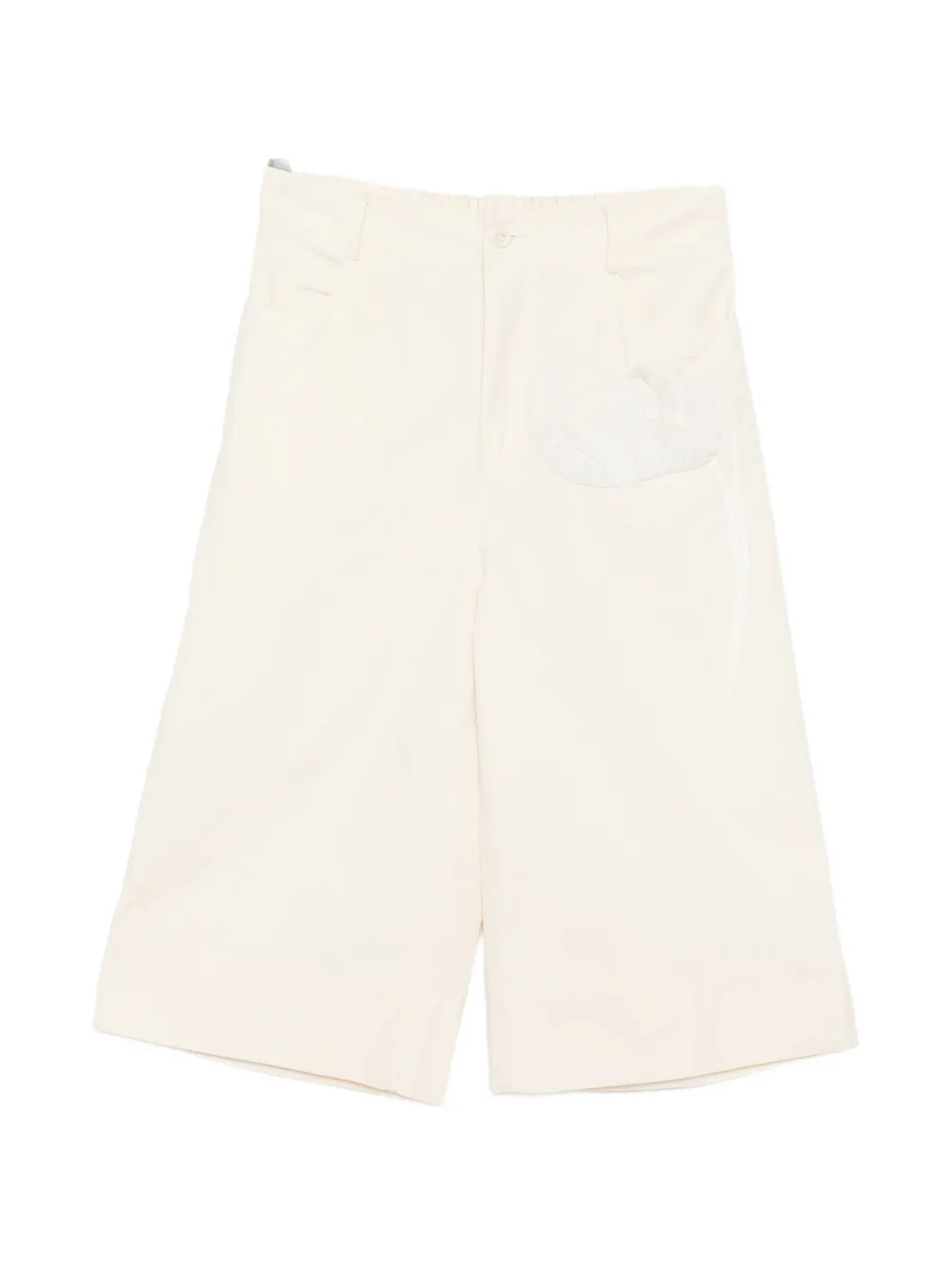 Kinyan Lam hand-embroidered cropped trousers - Toni neutri