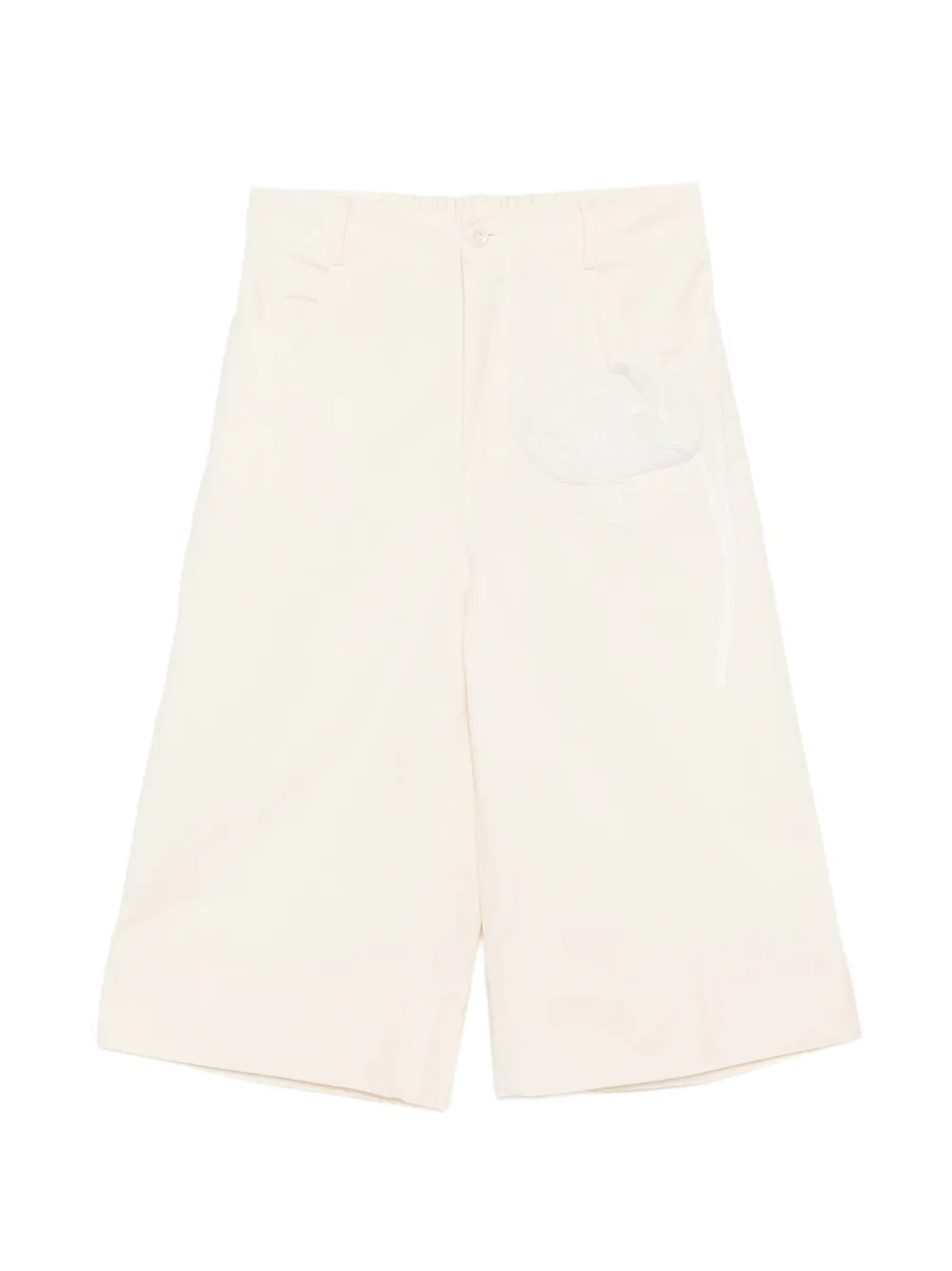 Kinyan Lam hand-embroidered cropped trousers - Toni neutri