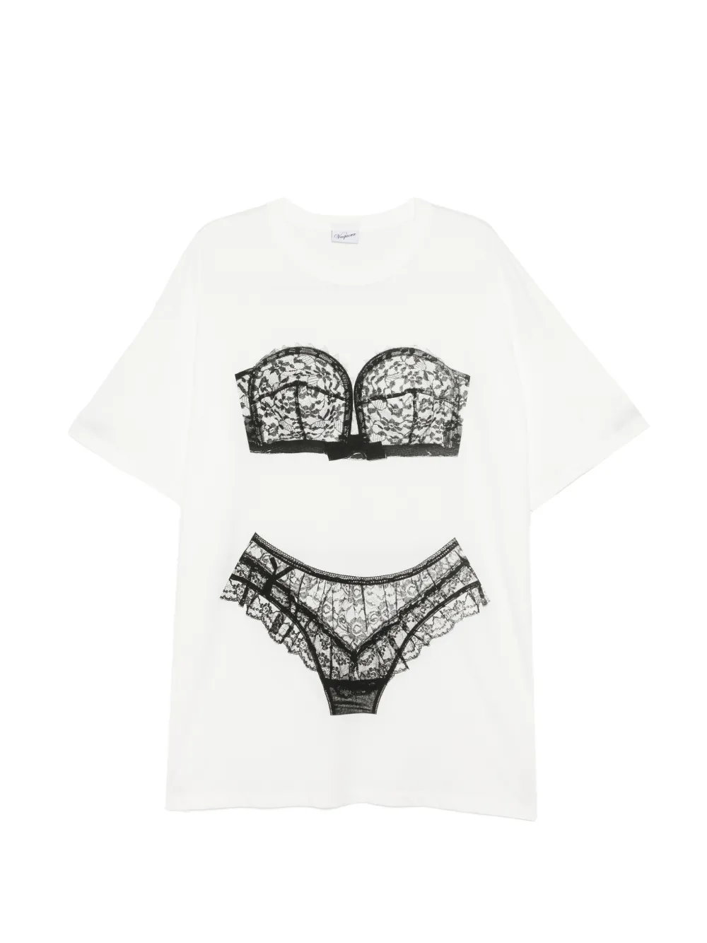 Vaquera lingerie-print cotton T-shirt - Bianco