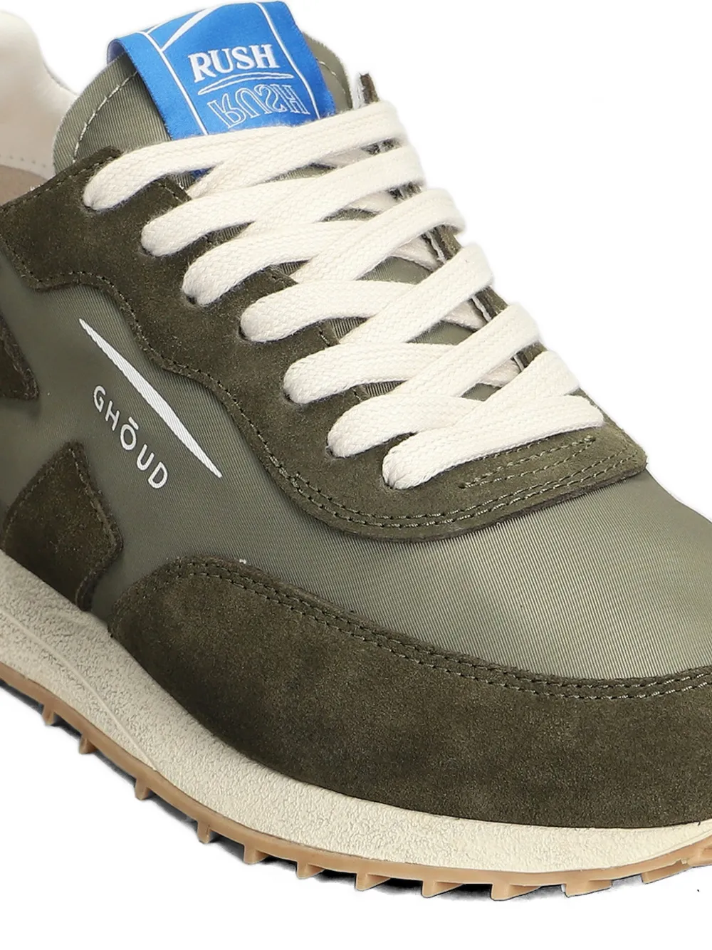 GHŌUD Rush Bicolor suede-panelled sneakers Groen