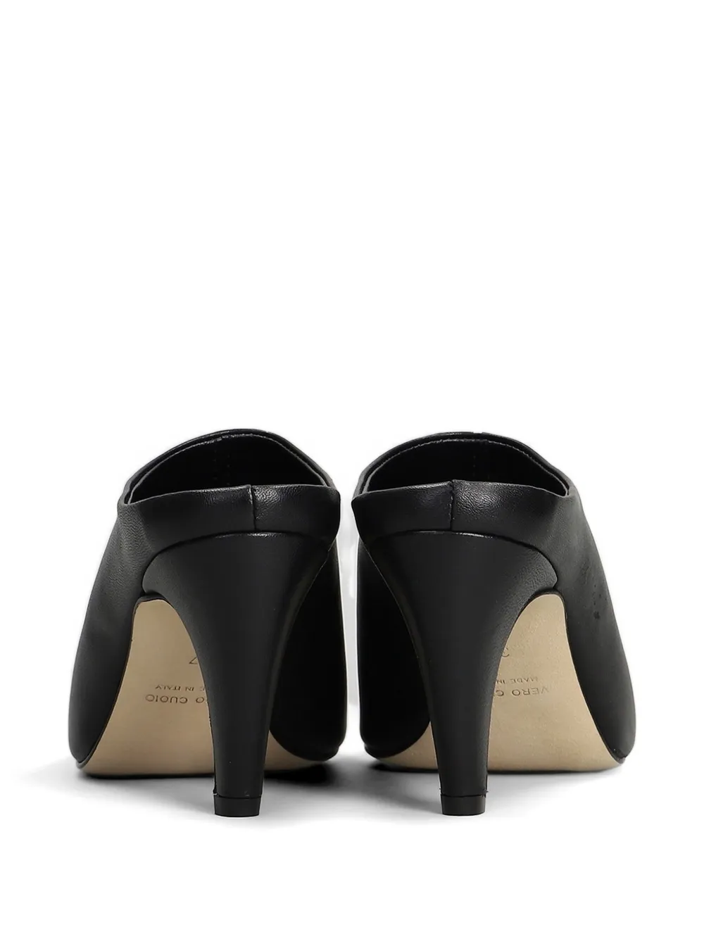 Gisel Moire Giuly peep-toe leather heeled sandals Zwart