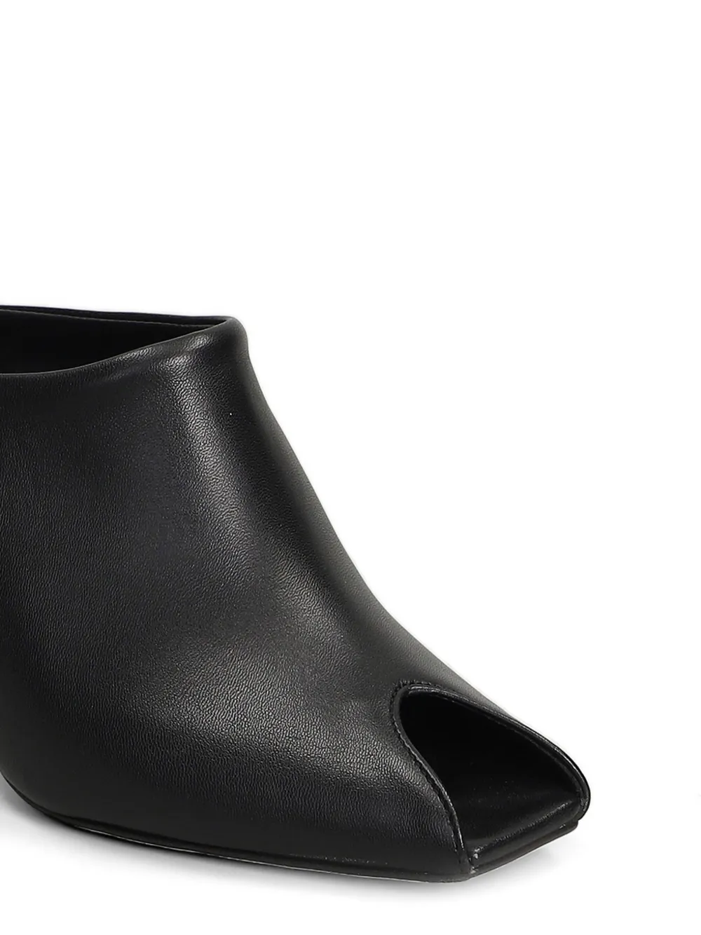 Gisel Moire Giuly peep-toe leather heeled sandals Zwart