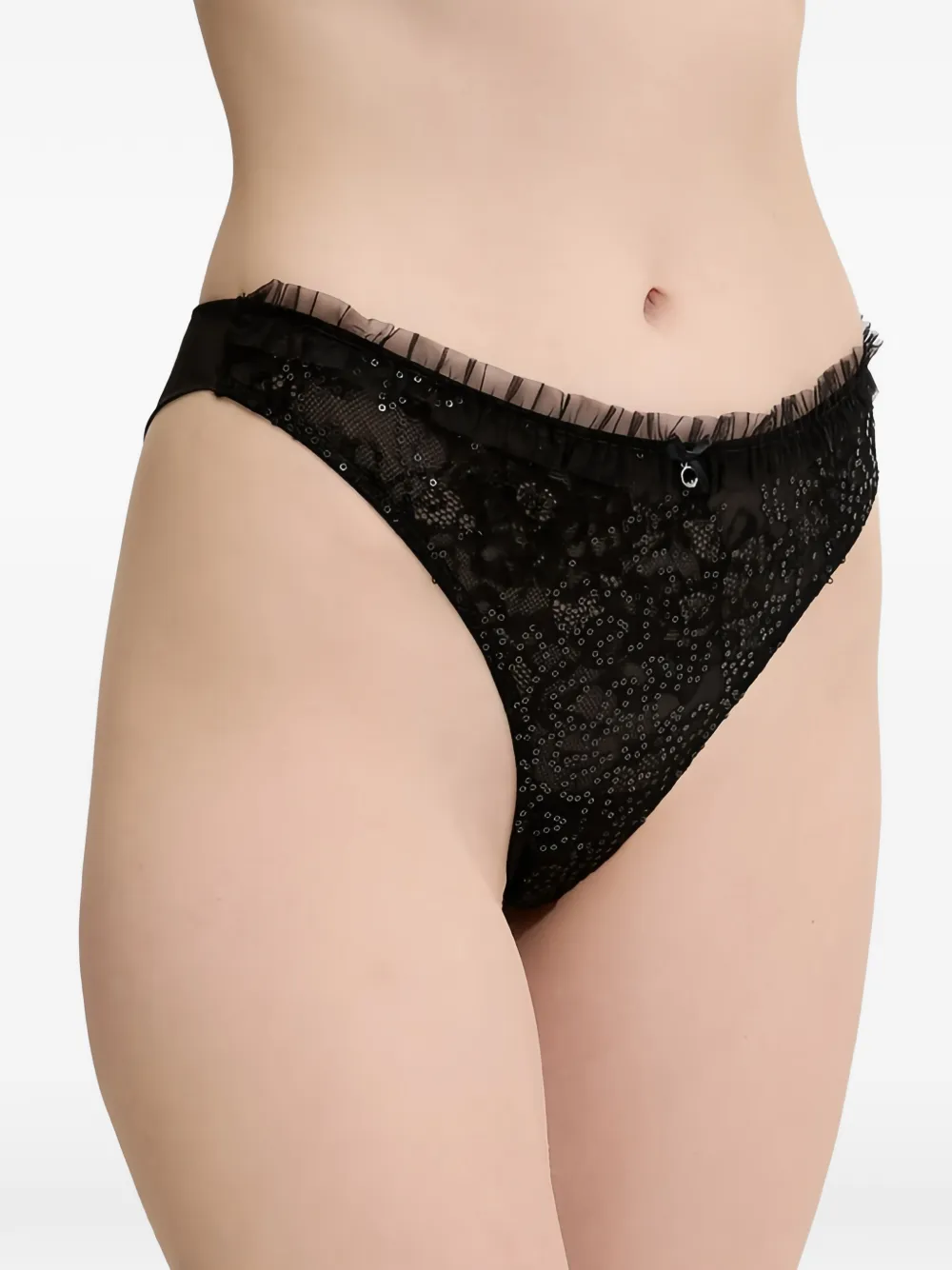 Armani Exchange sequin-embellished lace-trim briefs - Schwarz