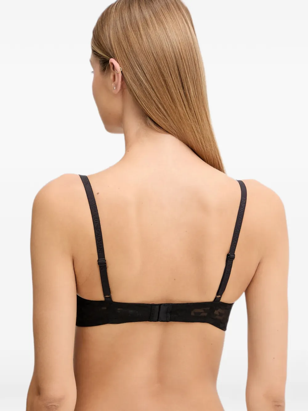 Emporio Armani monogram-pattern underwired bra Zwart
