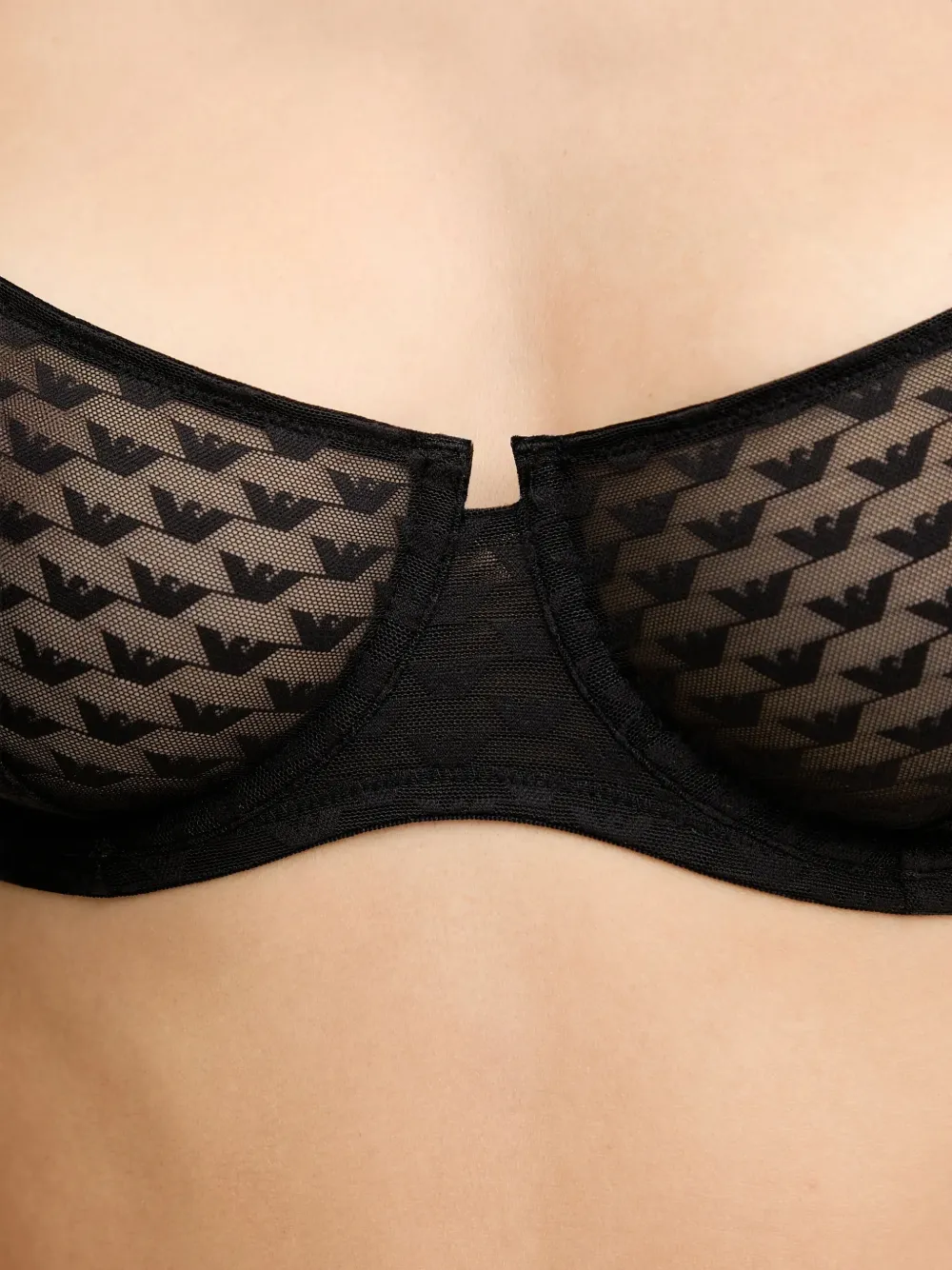 Emporio Armani monogram-pattern underwired bra Zwart