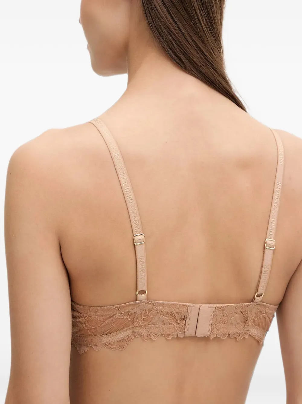 Emporio Armani Bh met logoband en kanten laag Beige