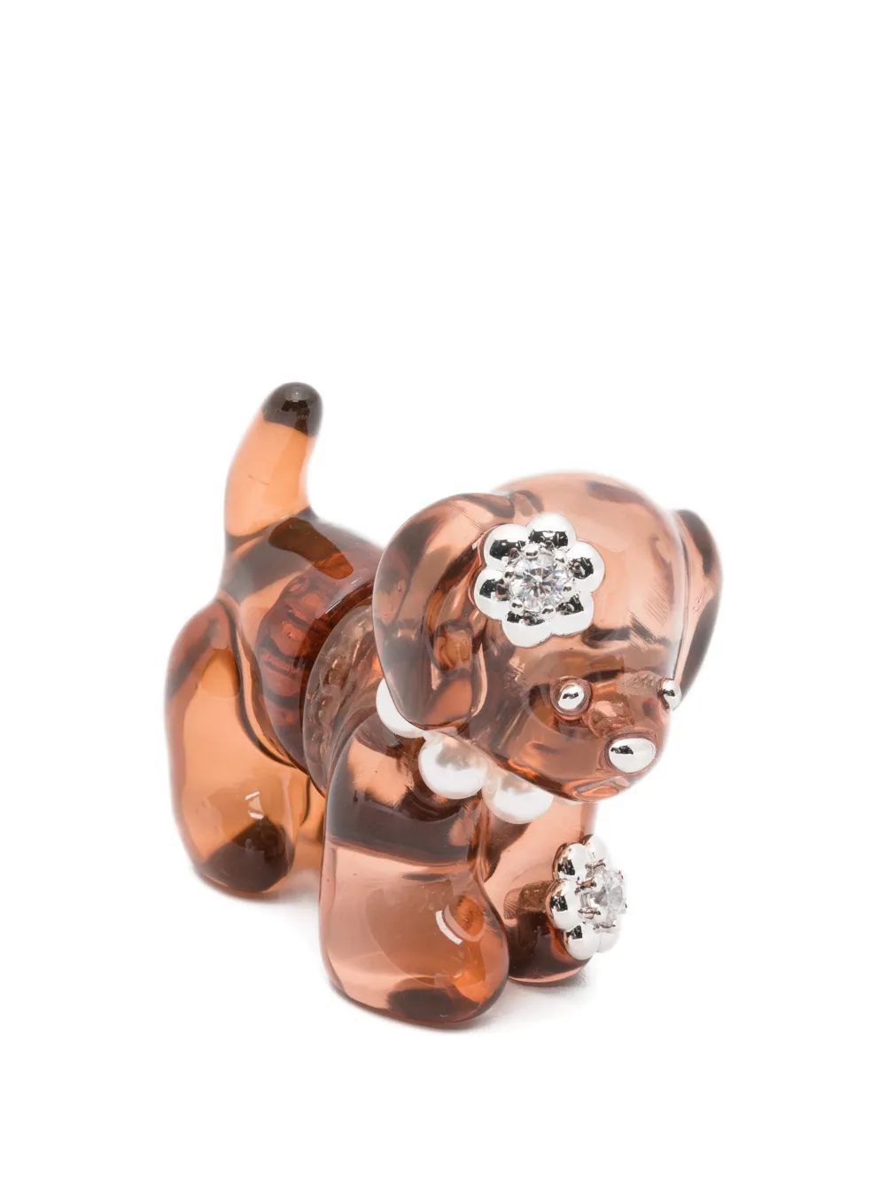 YVMIN dog-shape embellished earrings - Marrone
