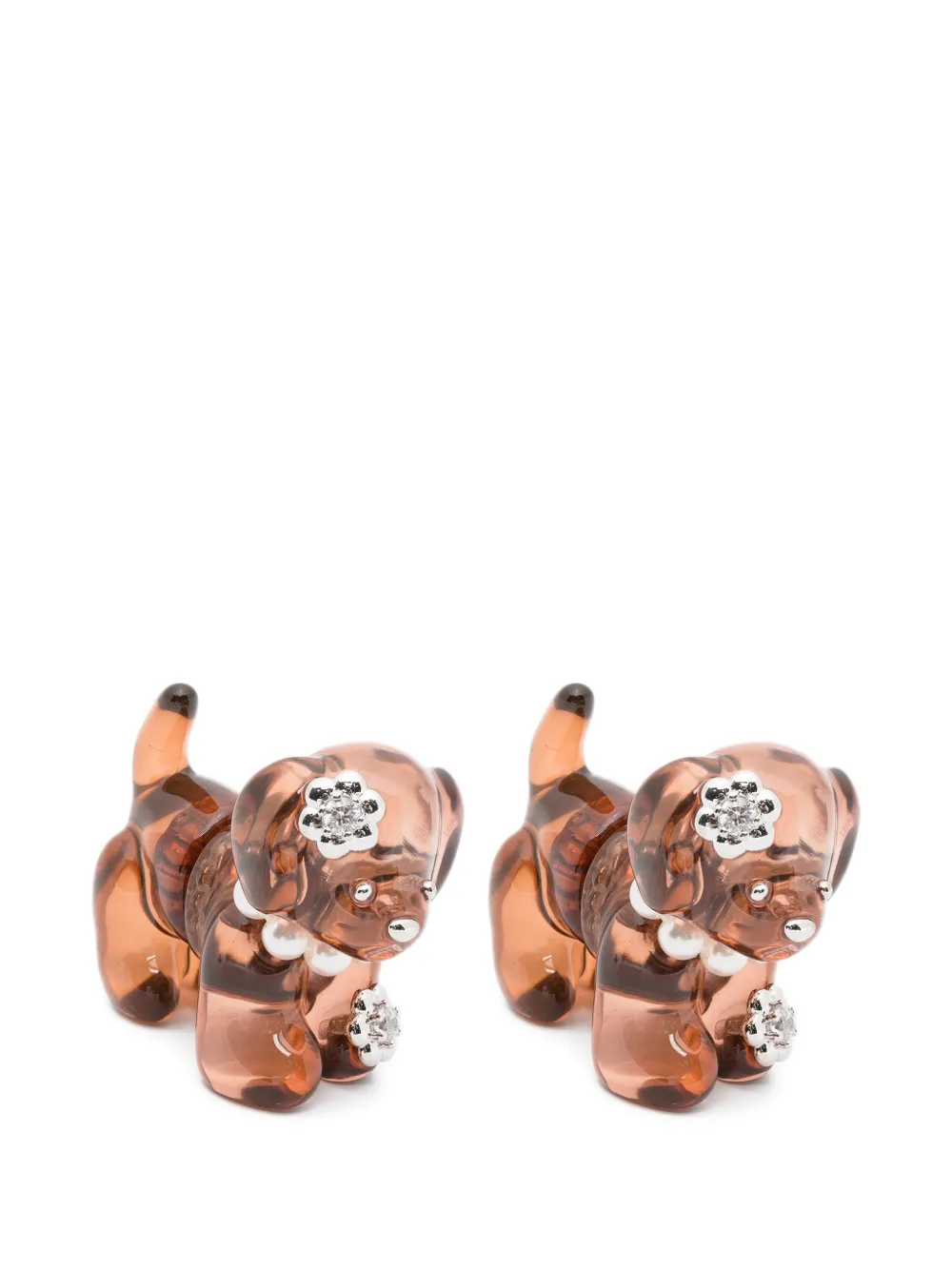 YVMIN dog-shape embellished earrings - Marrone