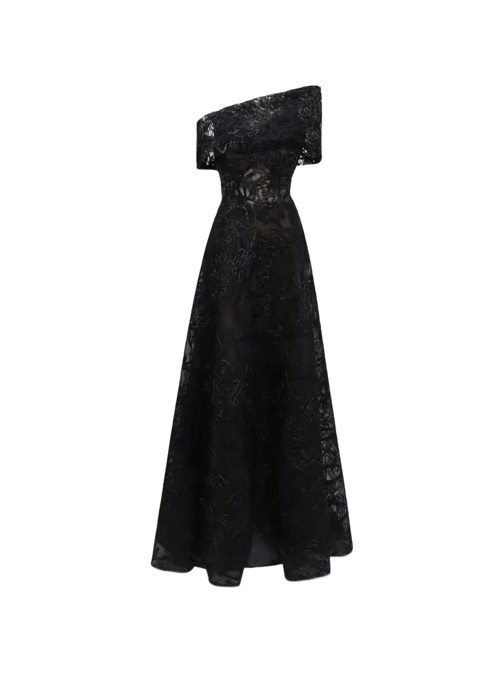 Gemy Maalouf Asymmetrical-neck Maxi Dress In Black