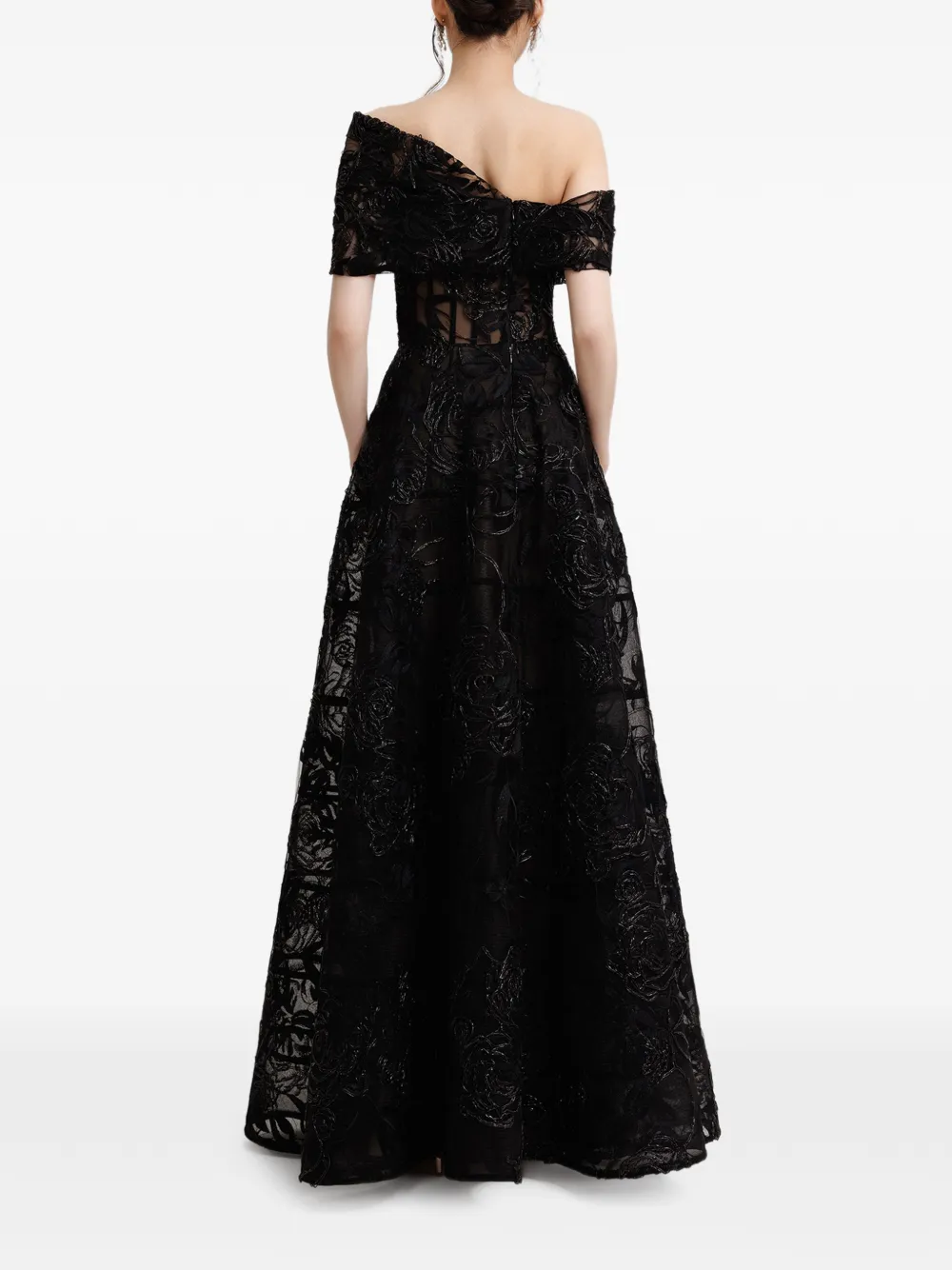 Gemy Maalouf Maxi-jurk met asymmetrische hals Zwart