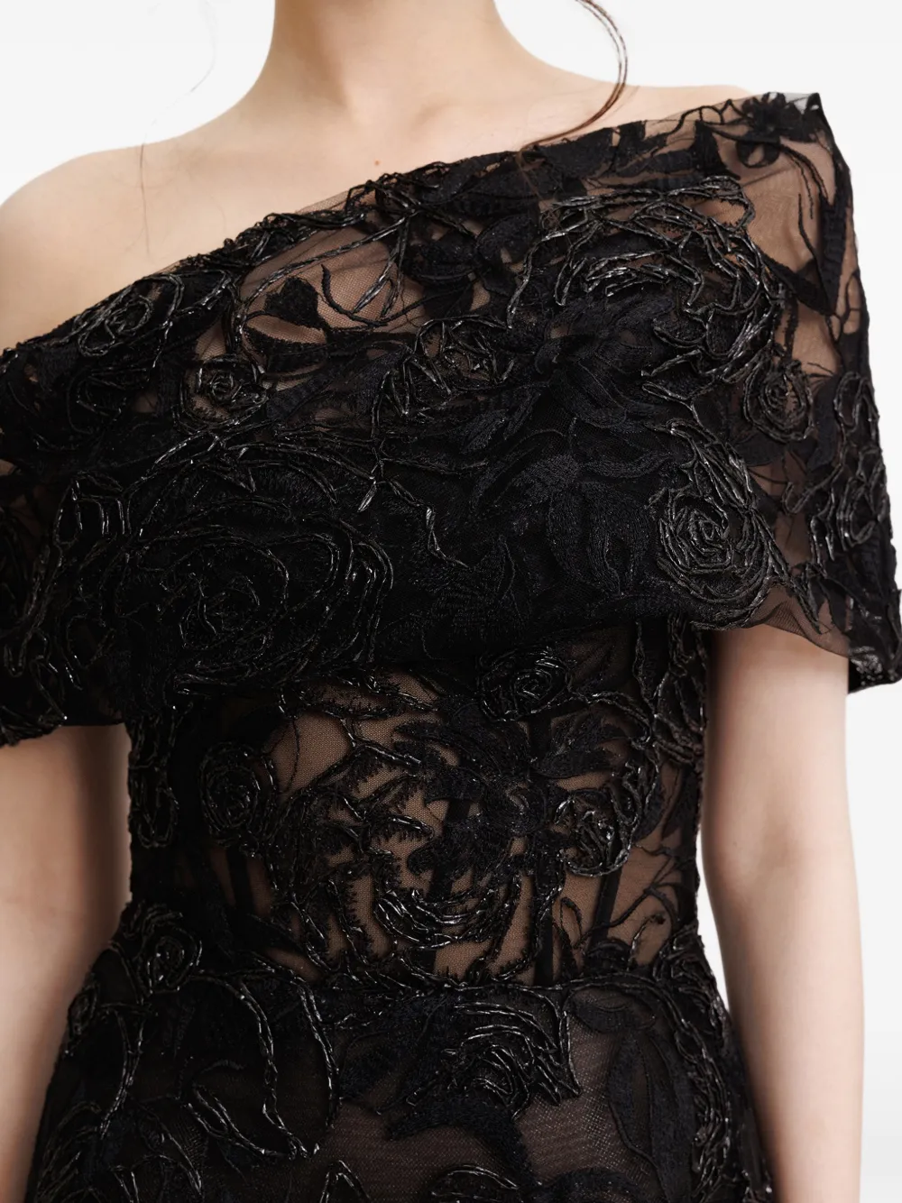 Gemy Maalouf Maxi-jurk met asymmetrische hals Zwart