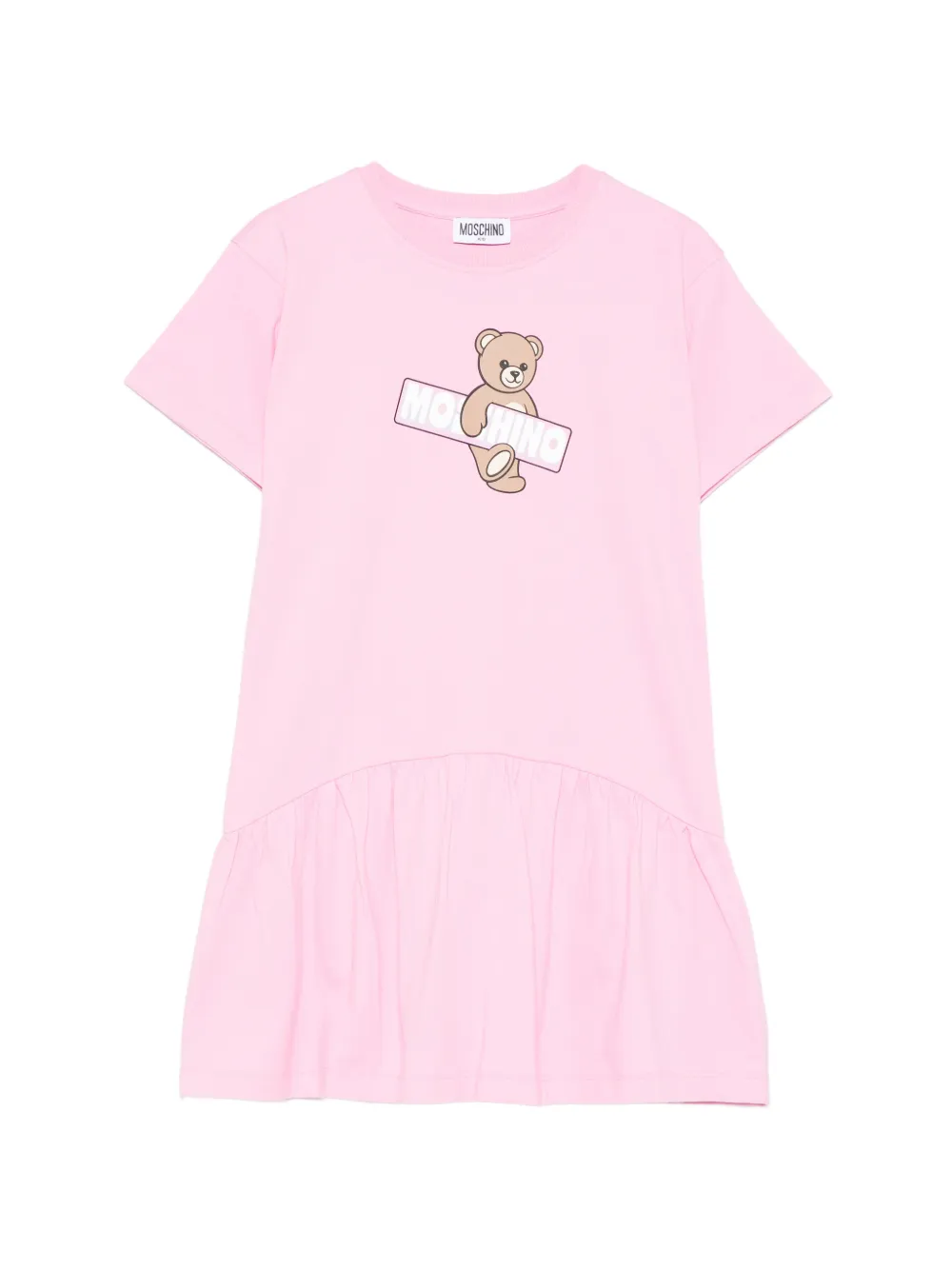 Moschino Kids ruffled teddy-motif dress - Rosa