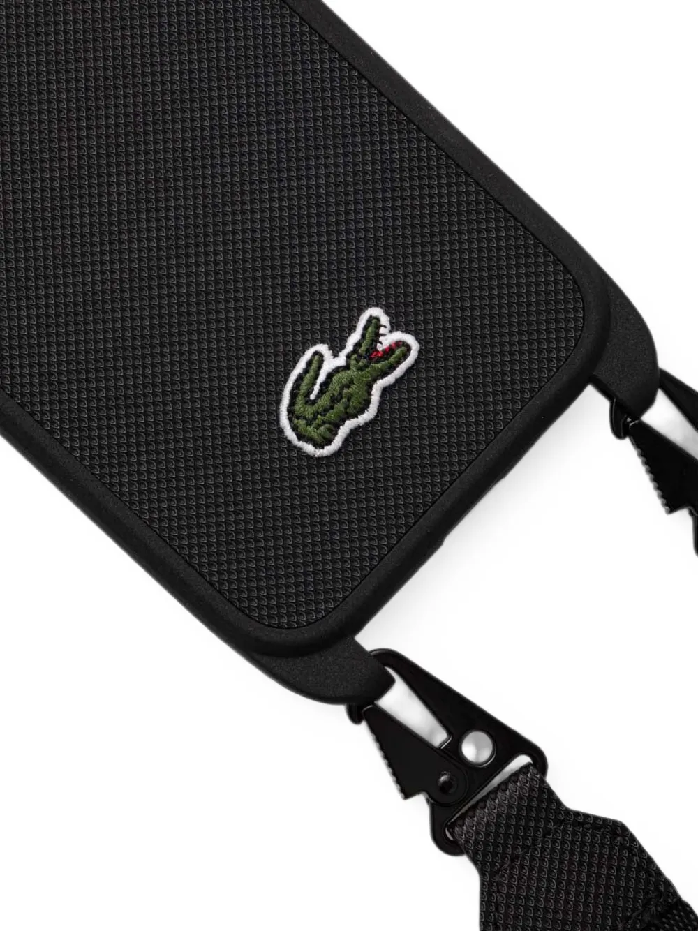 Lacoste Telefoonhoesje met logo-patch en bandje Zwart