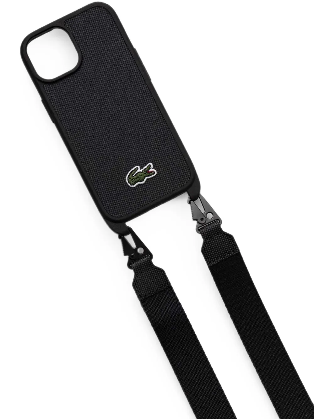 Lacoste Telefoonhoesje met logo-patch en bandje Zwart