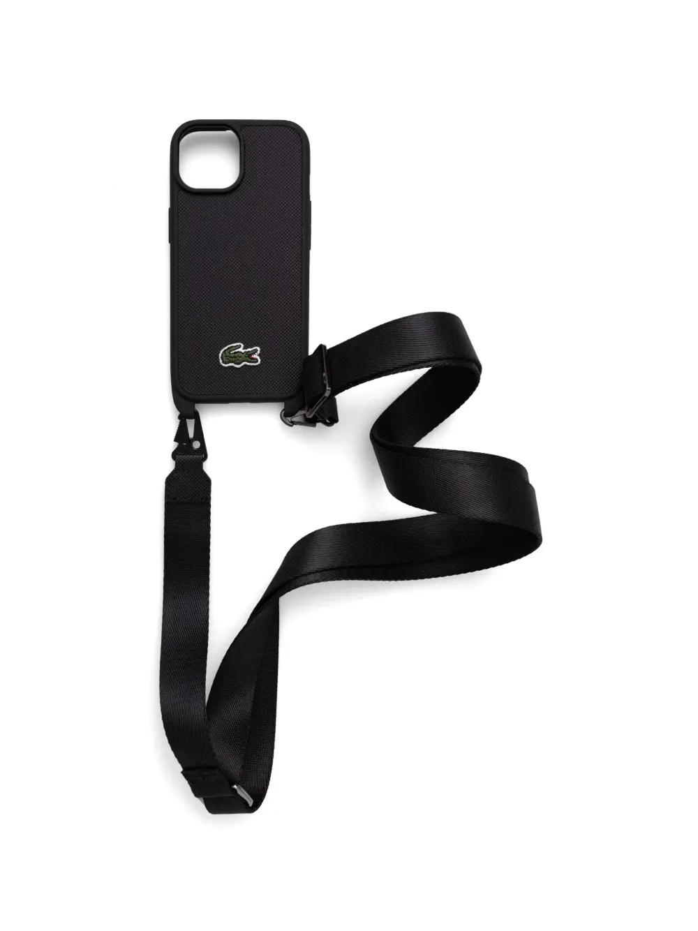 Lacoste logo-patch strap phone case - Nero