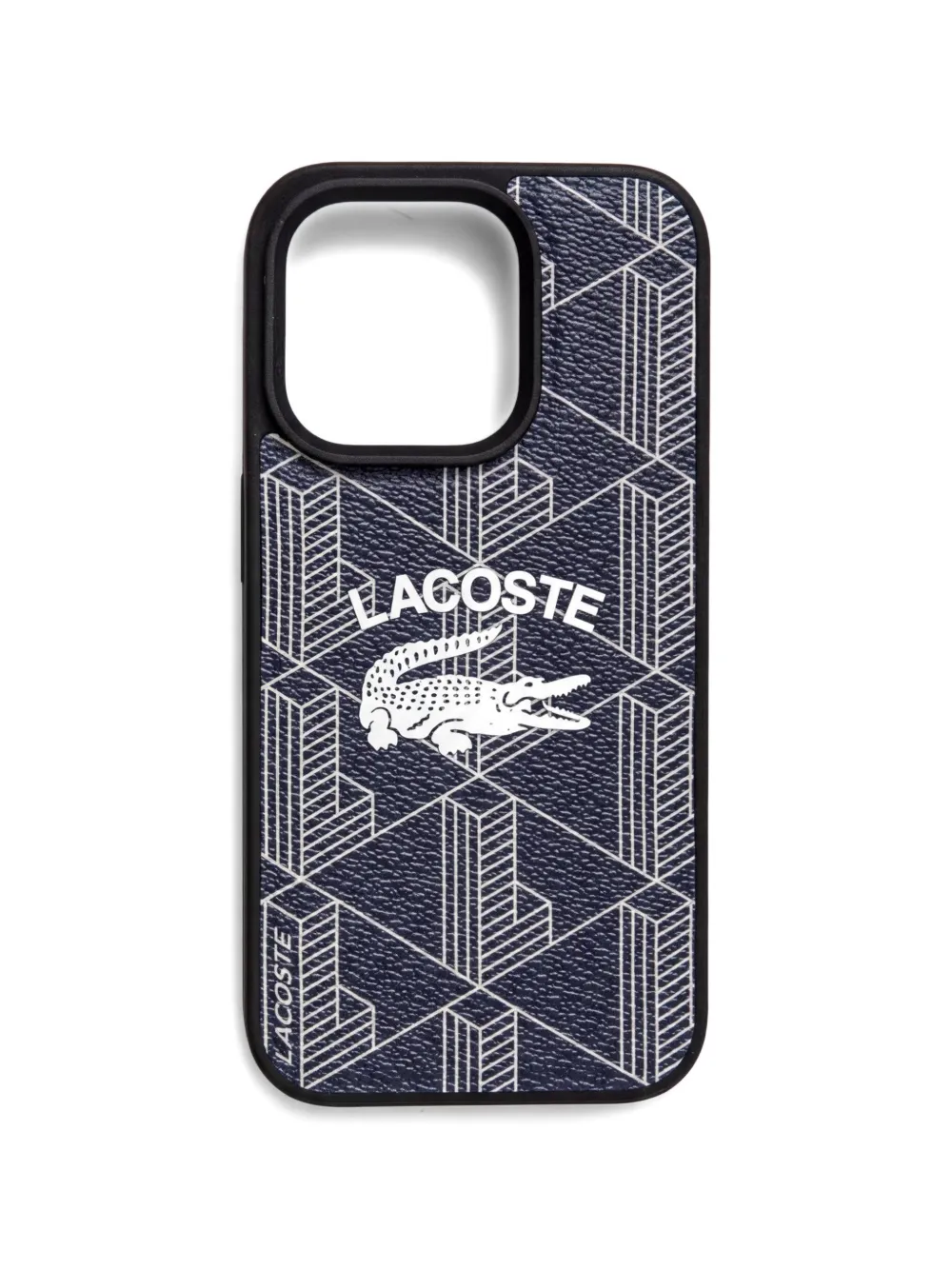 Lacoste Cover per iPhone 15 Pro 6.1 con stampa geometrica - Blu