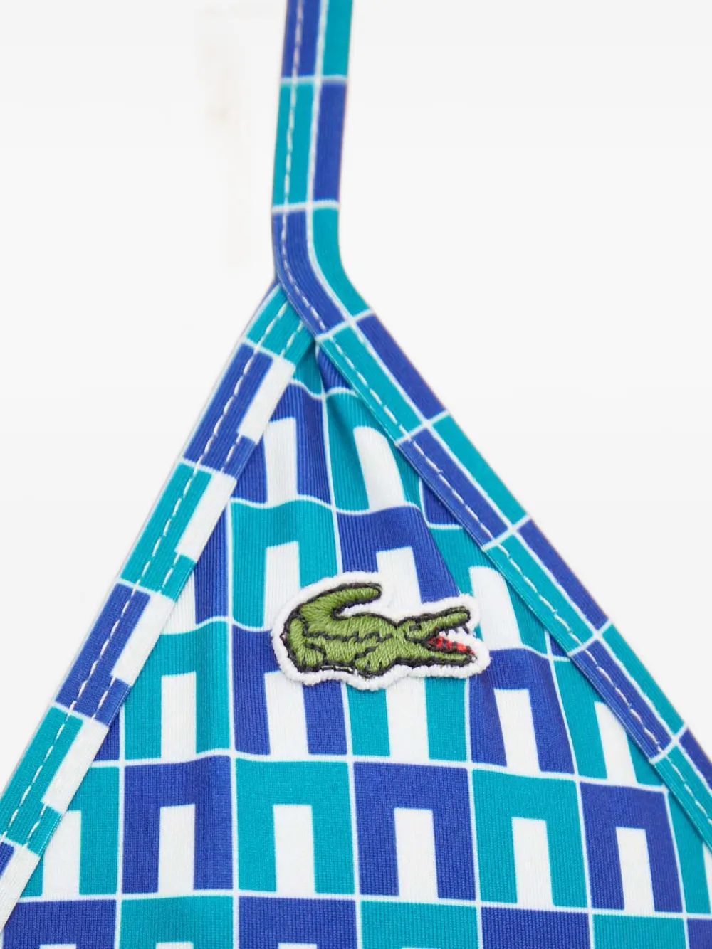 Lacoste graphic motif swim top Blauw