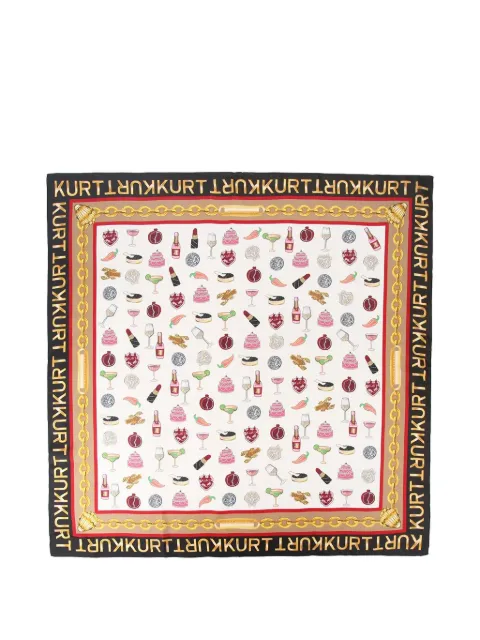 Kurt Geiger London graphic-print logo-border scarf