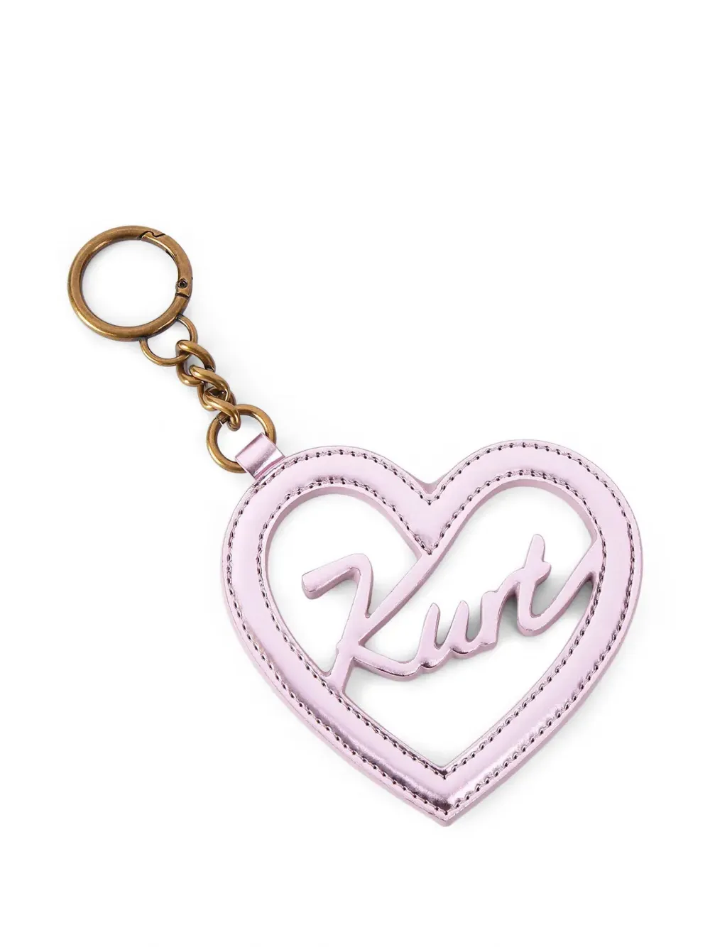 Kurt Geiger London heart-shape logo-script keyring - Rosa