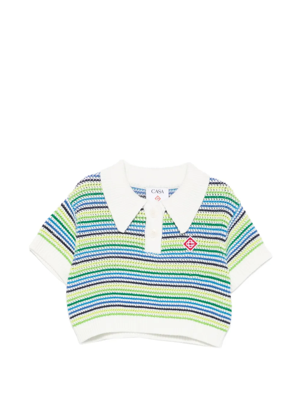 CASABLANCA KIDS striped knit polo shirt - Bianco