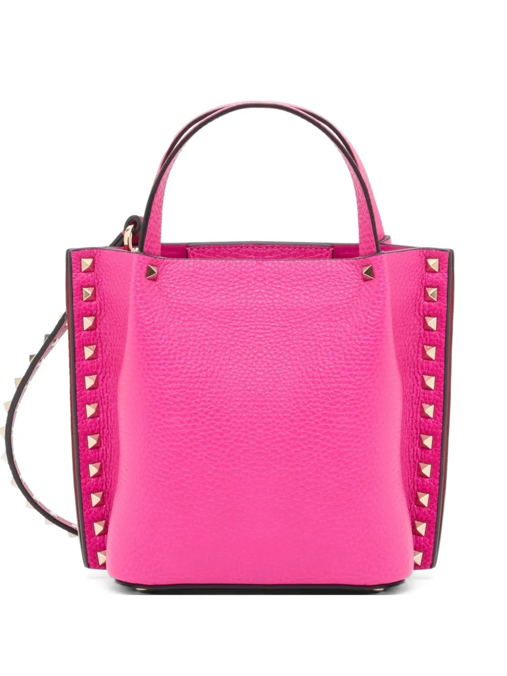Valentino Garavani Borsa shopper Rockstud piccola in pelle di vitello zigrinata - Rosa