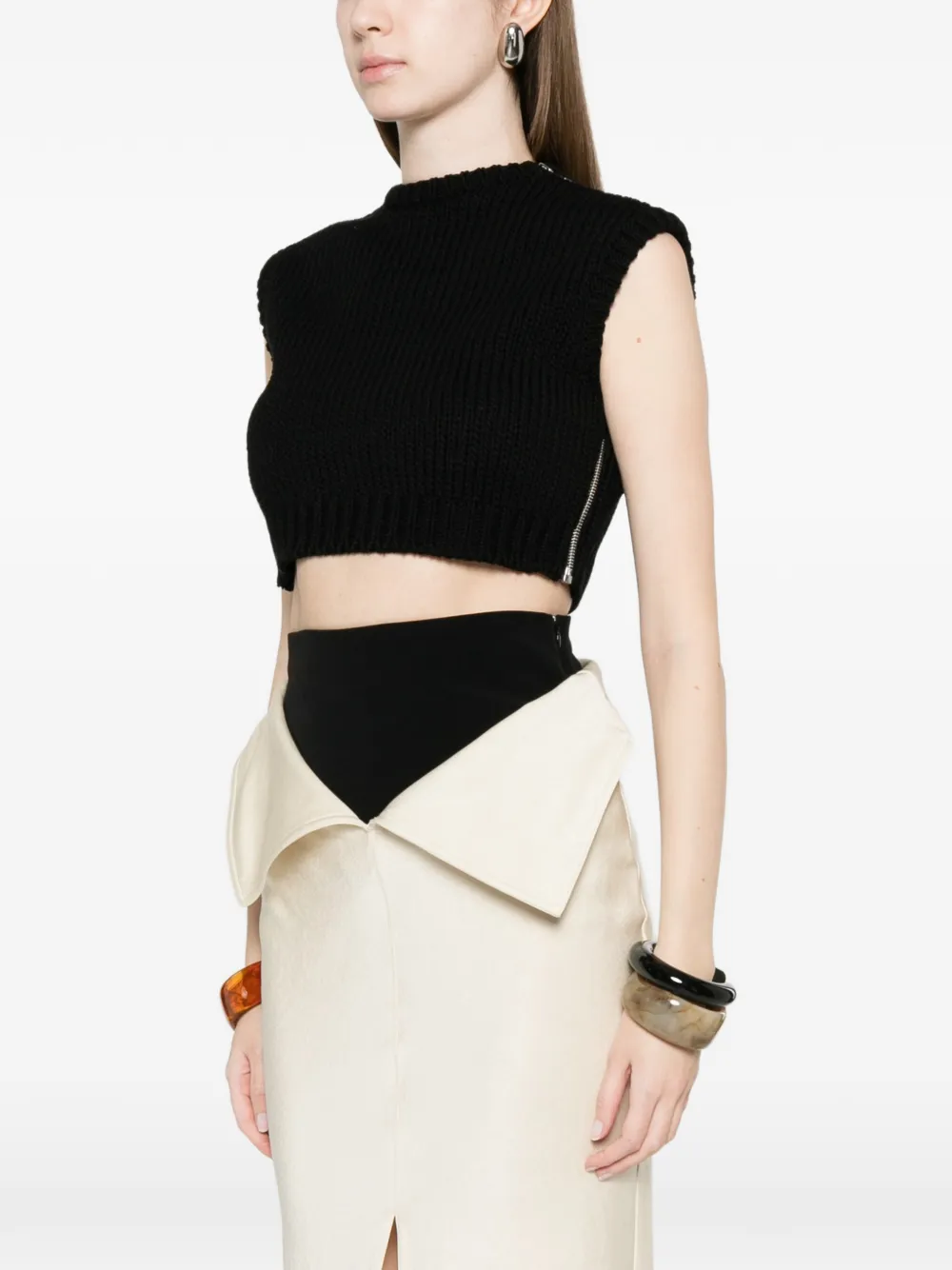  Max Mara Zip Knitted Top - Black 