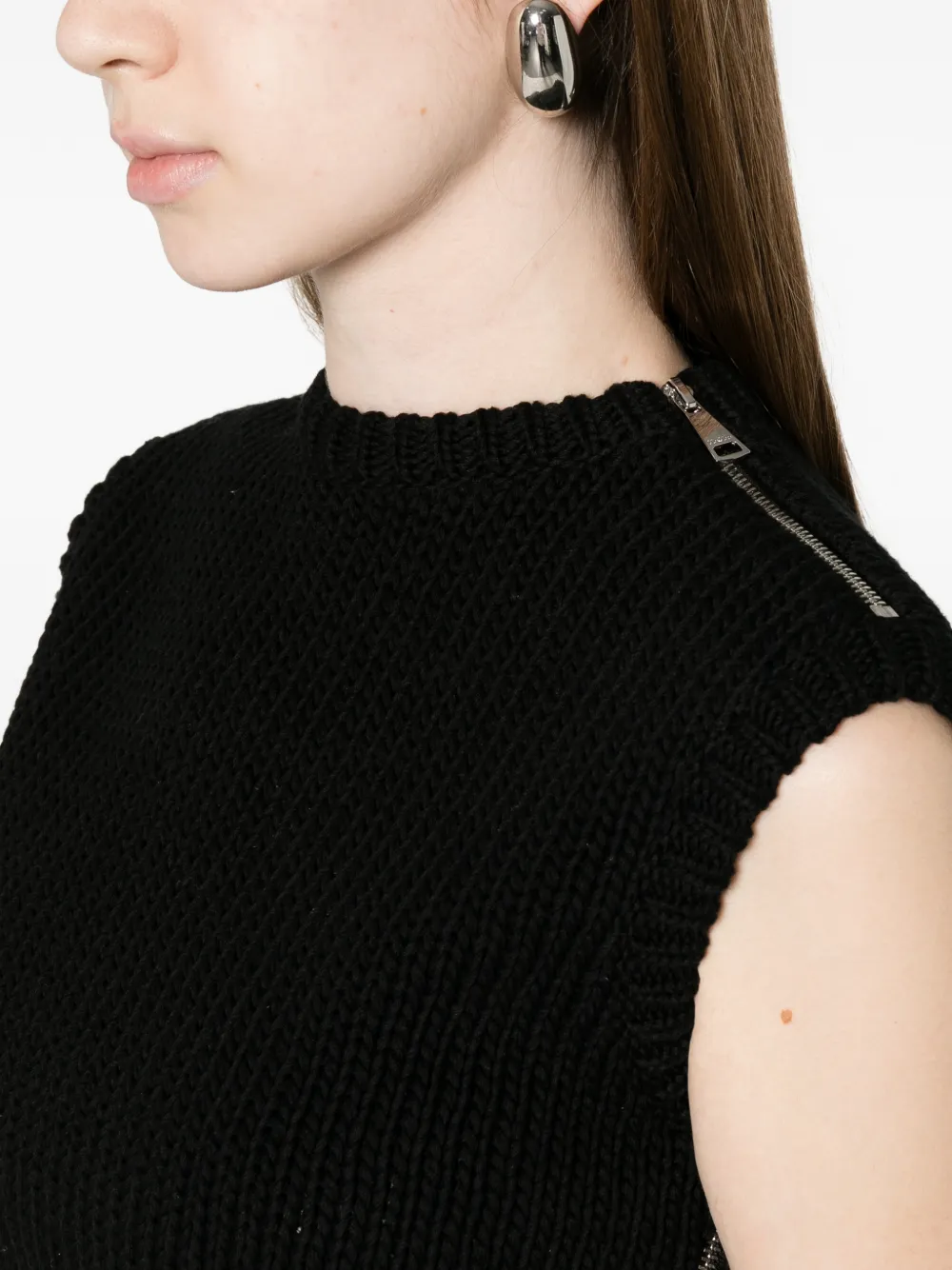 Max Mara Geribbelde top met rits Zwart