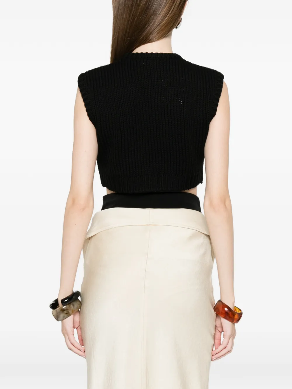 Max Mara Geribbelde top met rits Zwart