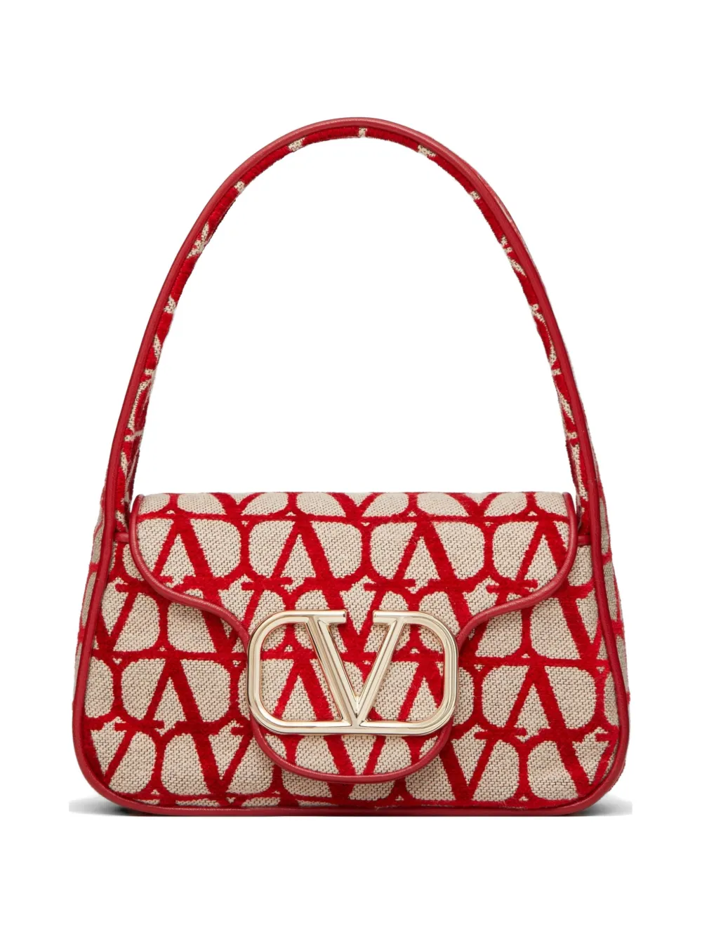 Valentino Garavani Borsa a spalla Locò Toile Iconographe piccola - Rosso