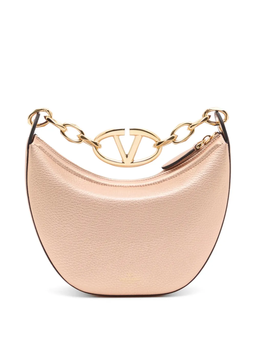 Valentino Garavani VLogo Moon metallic kalfsleren mini-tas met ketting Roze