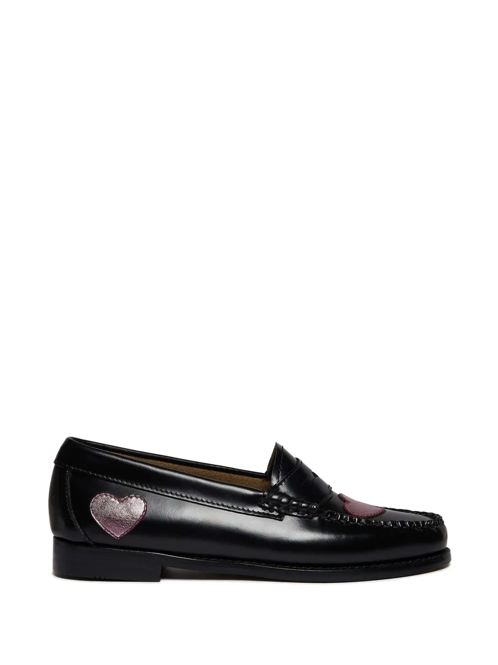 G.h.bass Metallic-heart Penny-slot Loafers In Black