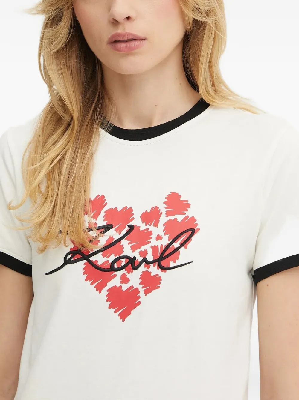Karl Lagerfeld heart-motif T-shirt Wit
