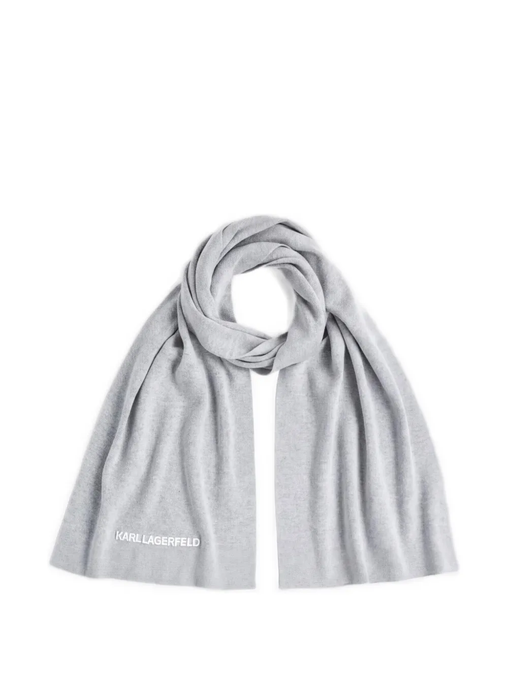 Karl Lagerfeld logo-embroidered scarf - Grigio