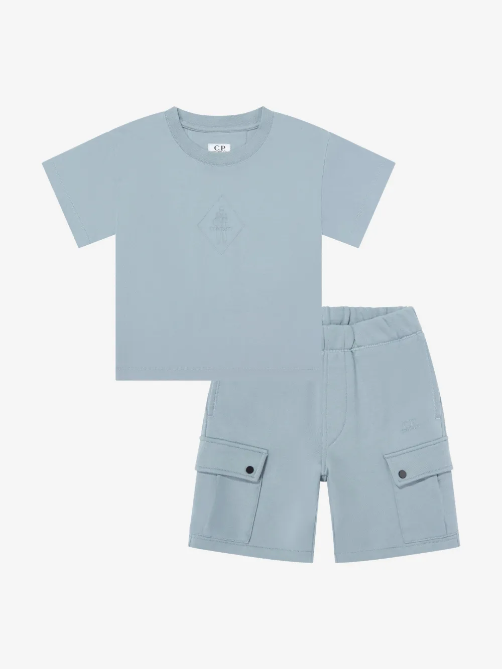 C.P. Company Kids logo-print cargo shorts set - Blue