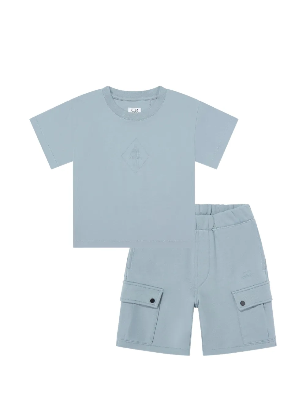 C.P. Company Kids logo-print cargo shorts set - Blu