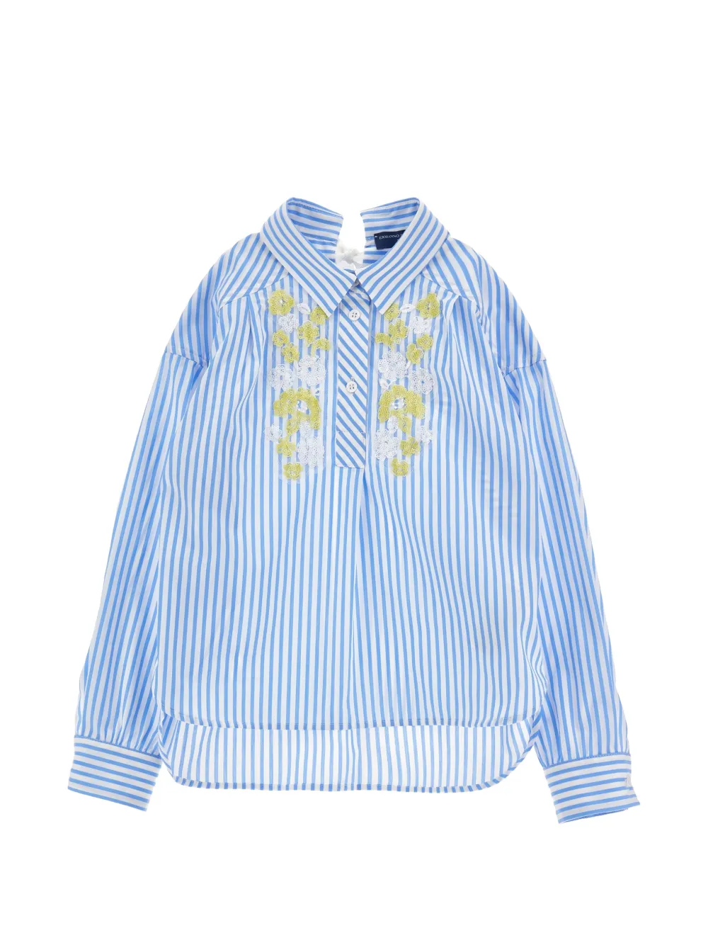 Ermanno Scervino Junior striped floral shirt - Blu