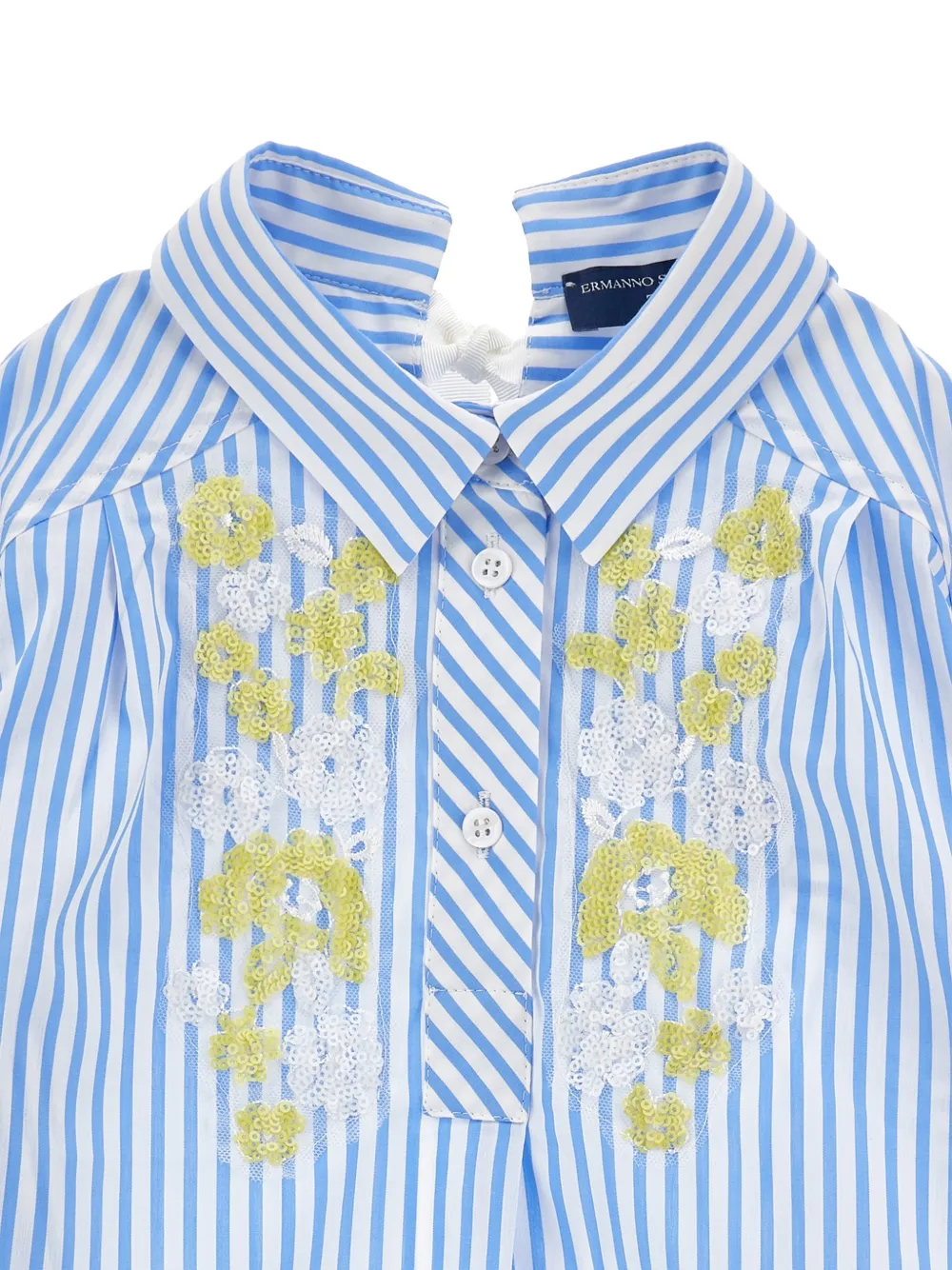  Ermanno Scervino Junior Striped Floral Shirt - Blue 