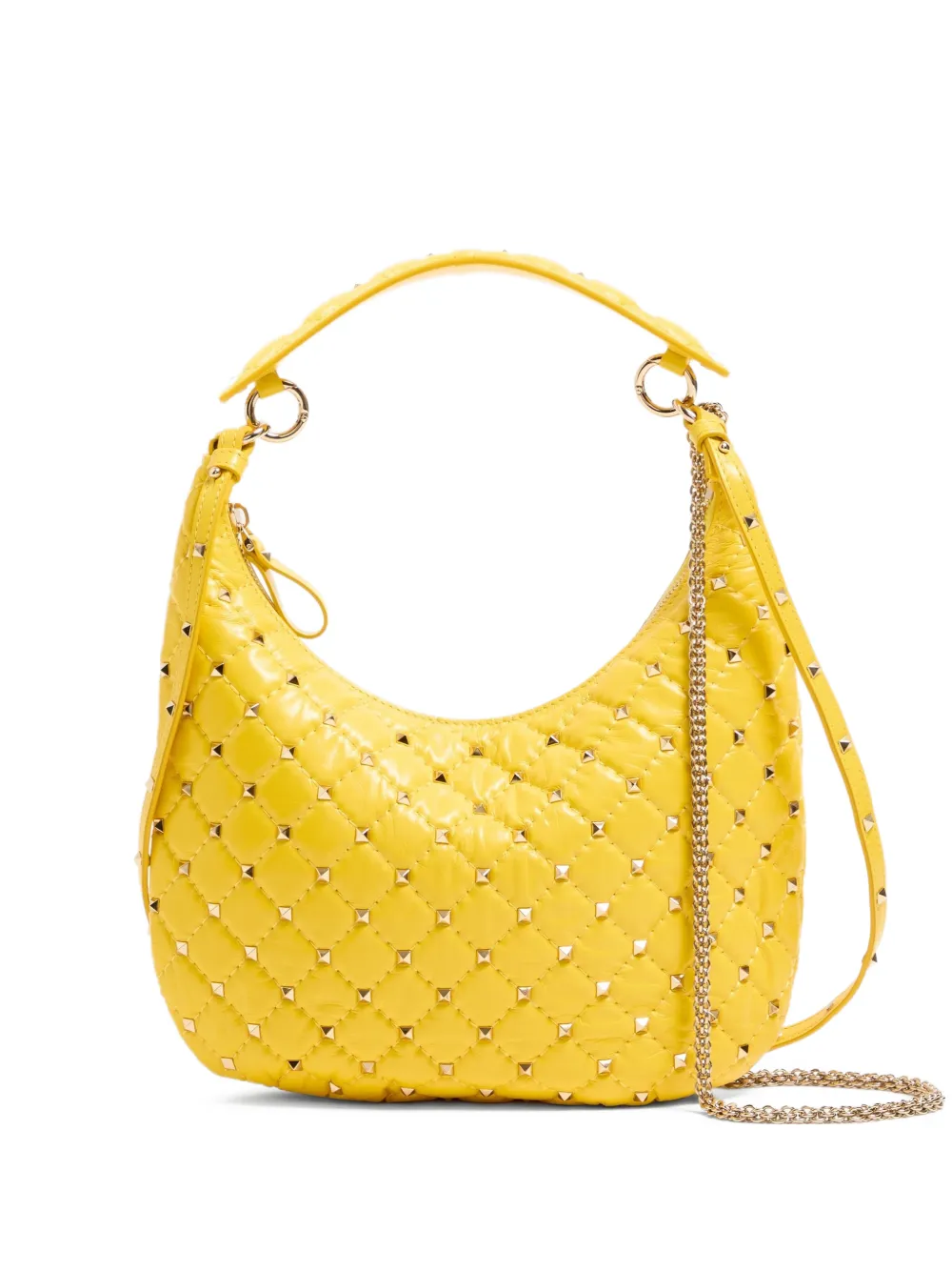 Valentino Garavani Borsa a spalla Rockstud Spike piccola in pelle di vitello - Giallo