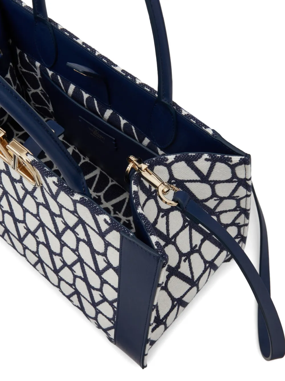 Valentino Garavani VLogo Signature Toile Iconographe katoenen handtas Blauw