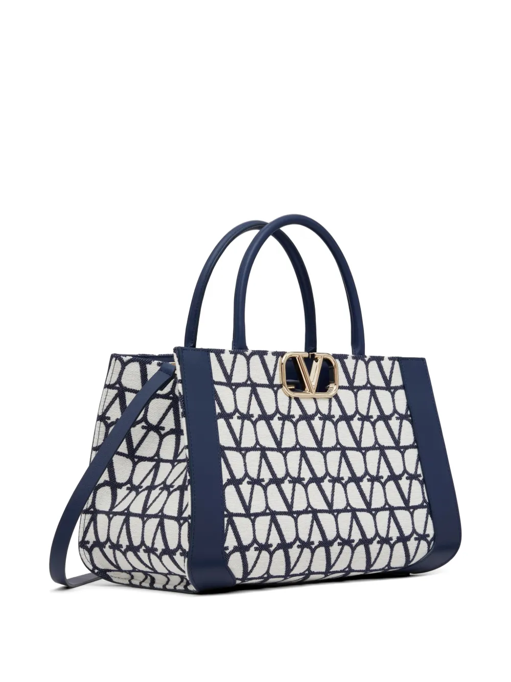 Valentino Garavani VLogo Signature Toile Iconographe katoenen handtas Blauw