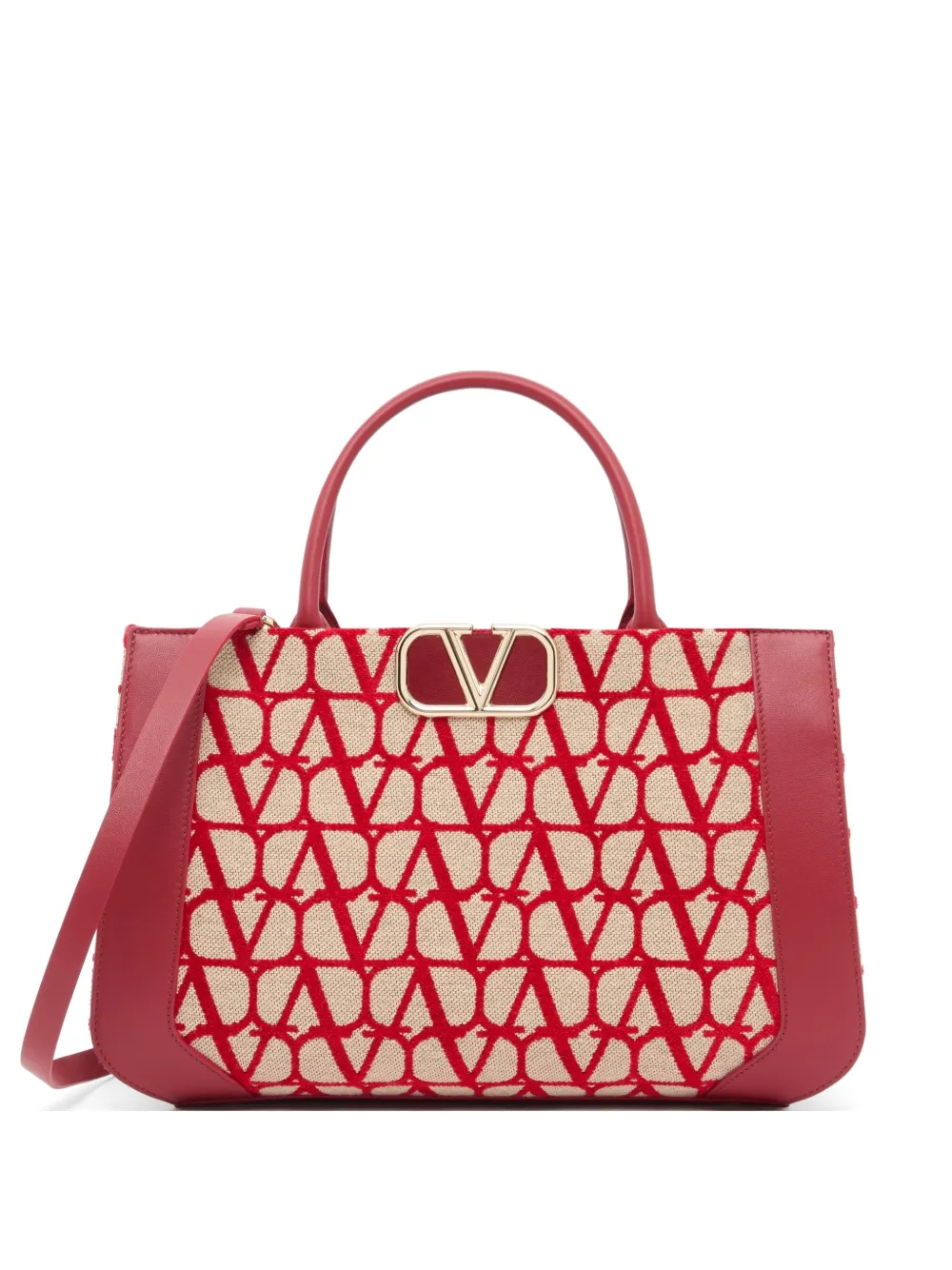 Valentino Garavani Borsa a mano VLogo Signature Toile Iconographe media - Rosso