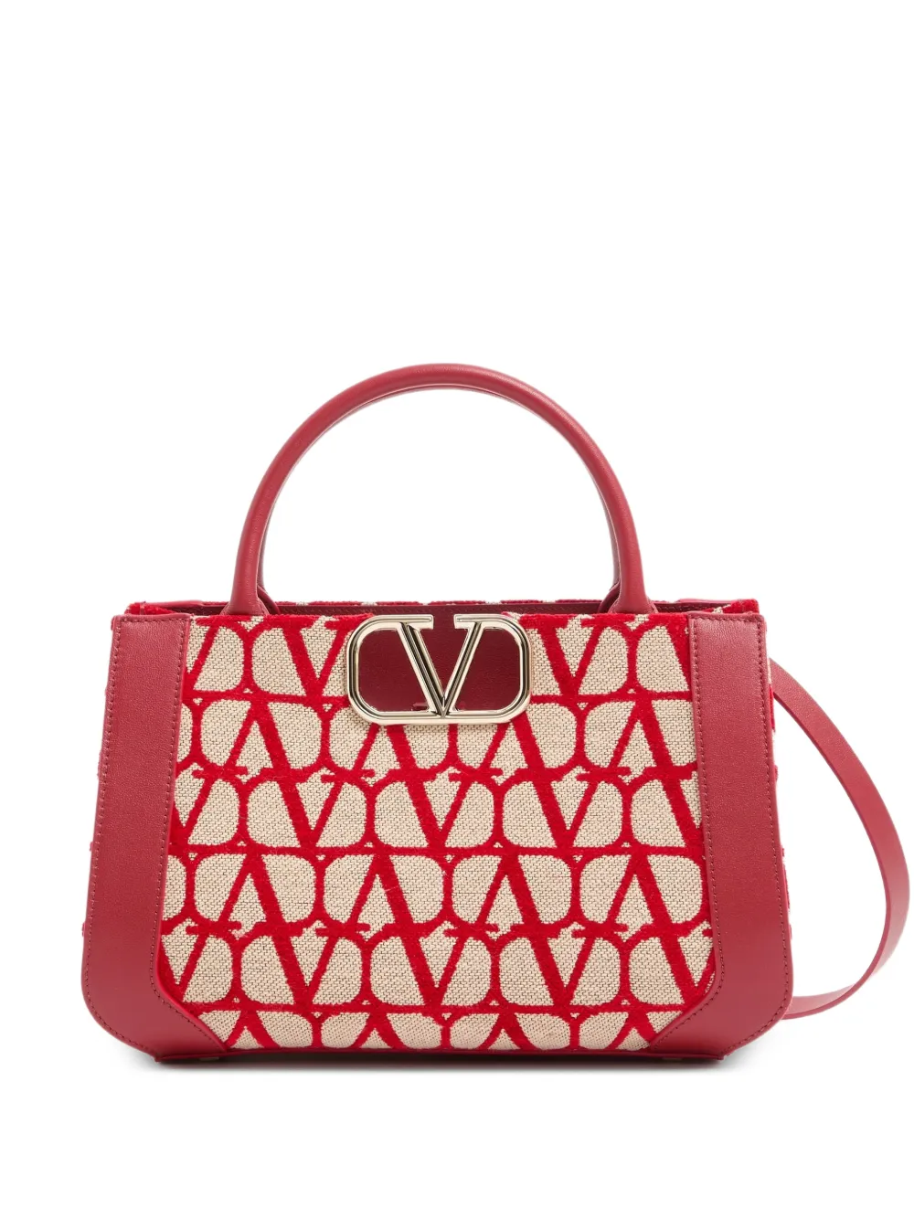 Valentino Garavani Borsa a mano VLogo Signature Toile Iconographe piccola - Rosso