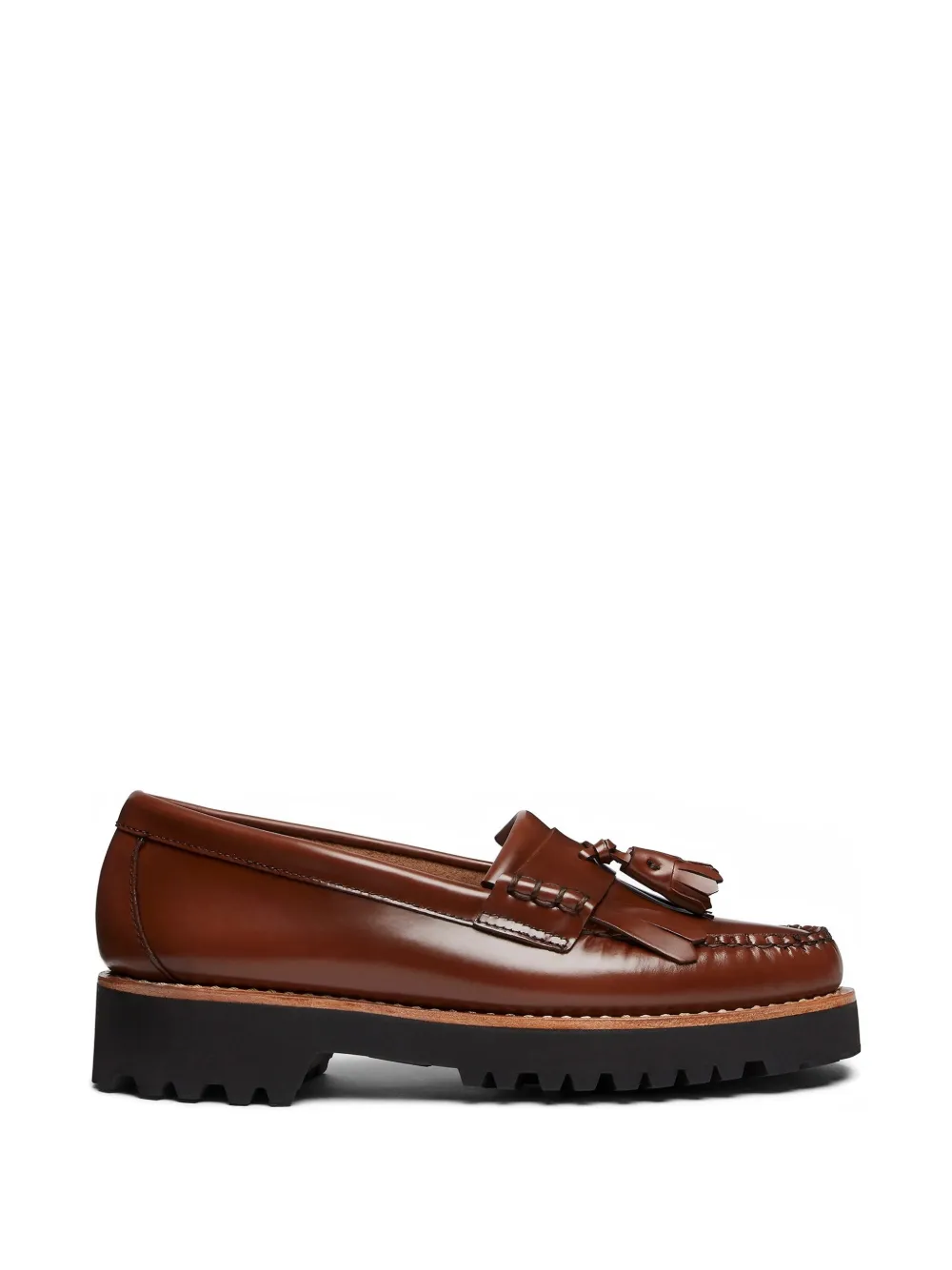 G.h.bass Tassel Fringe Leather Loafers In Brown