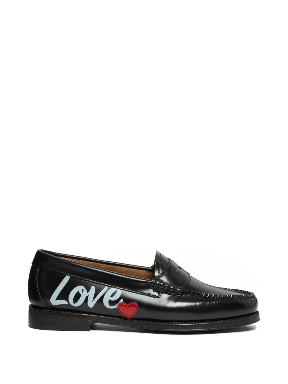 G.h.bass Polished Heart Printed Leather Loafers In Black
