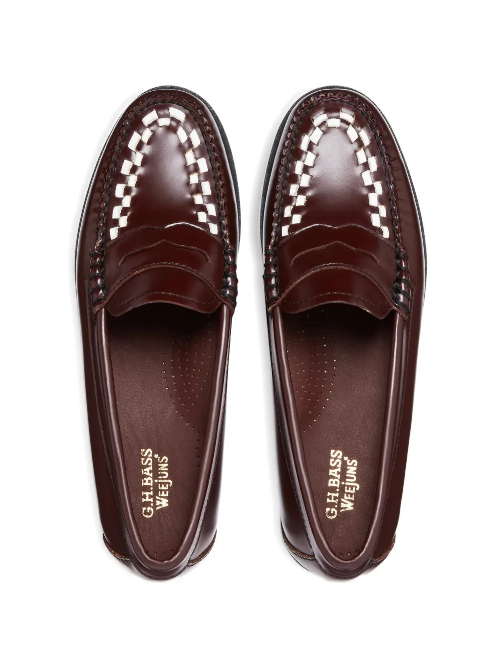 G.H.Bass Penny Weave leren geweven loafers Bruin
