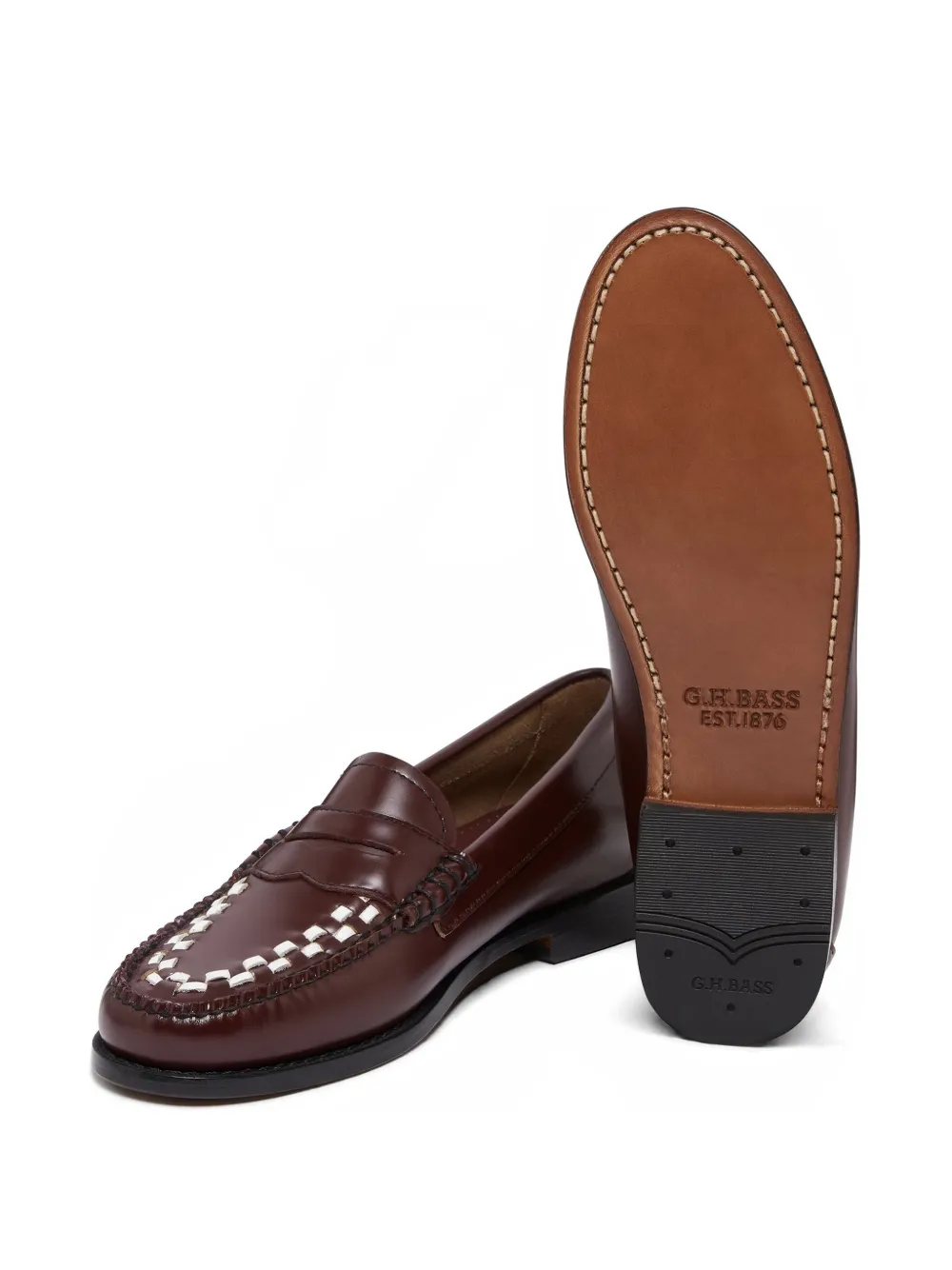 G.H.Bass Penny Weave leren geweven loafers Bruin