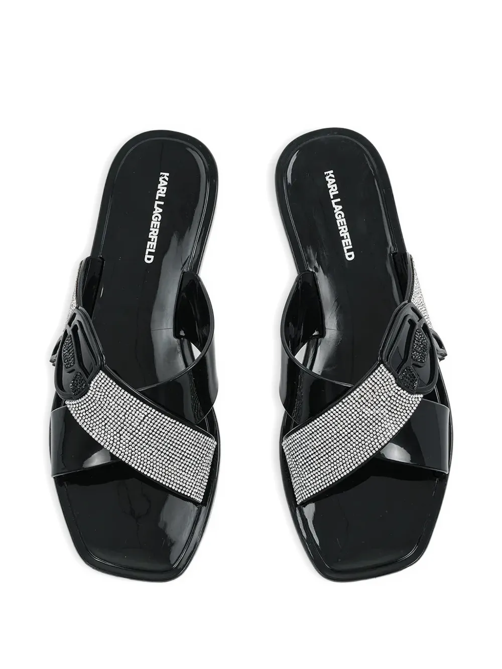 Karl Lagerfeld Ikon NFT crystal-embellished slides Zwart