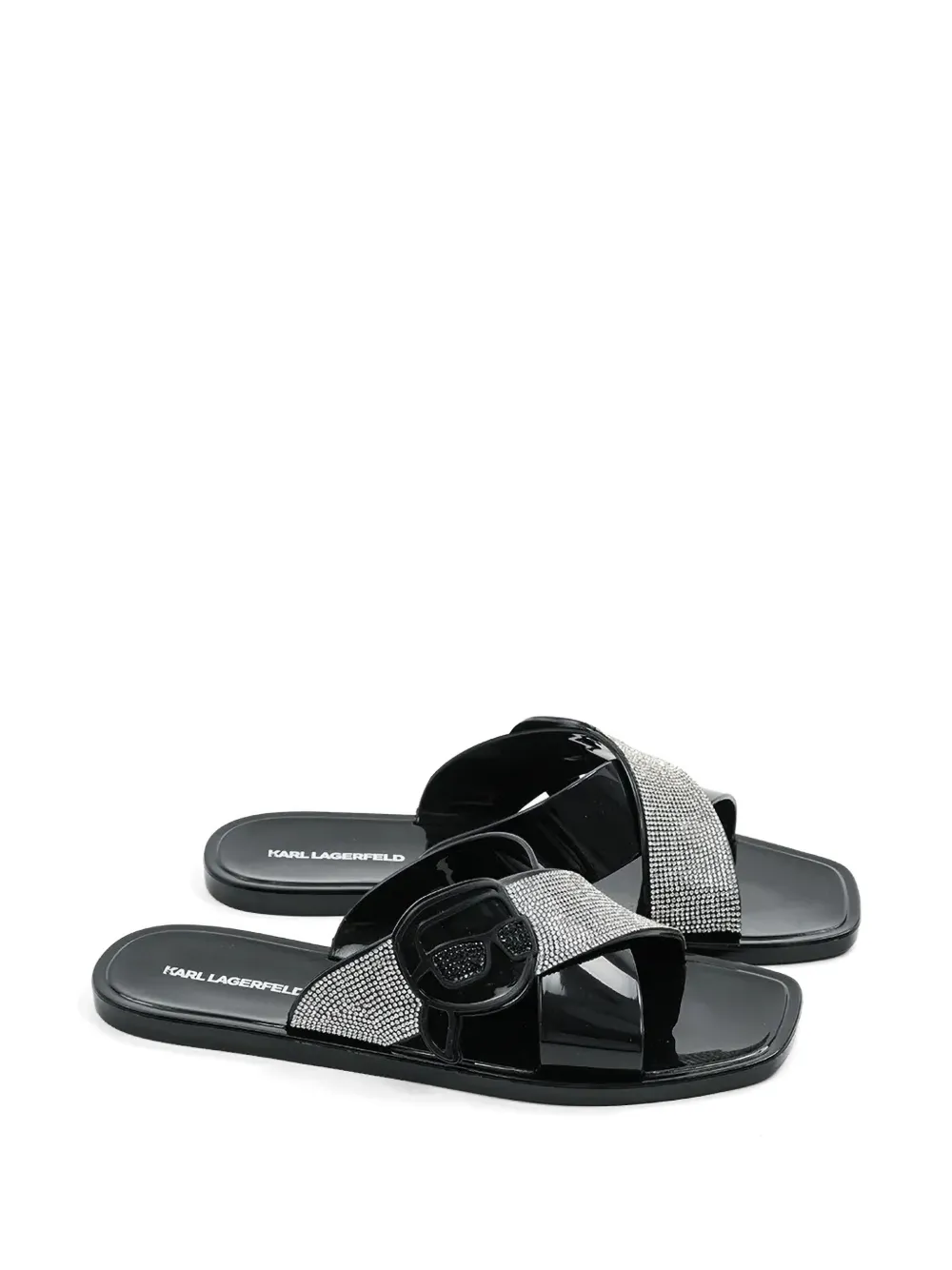 Karl Lagerfeld Ikon NFT crystal-embellished slides Zwart