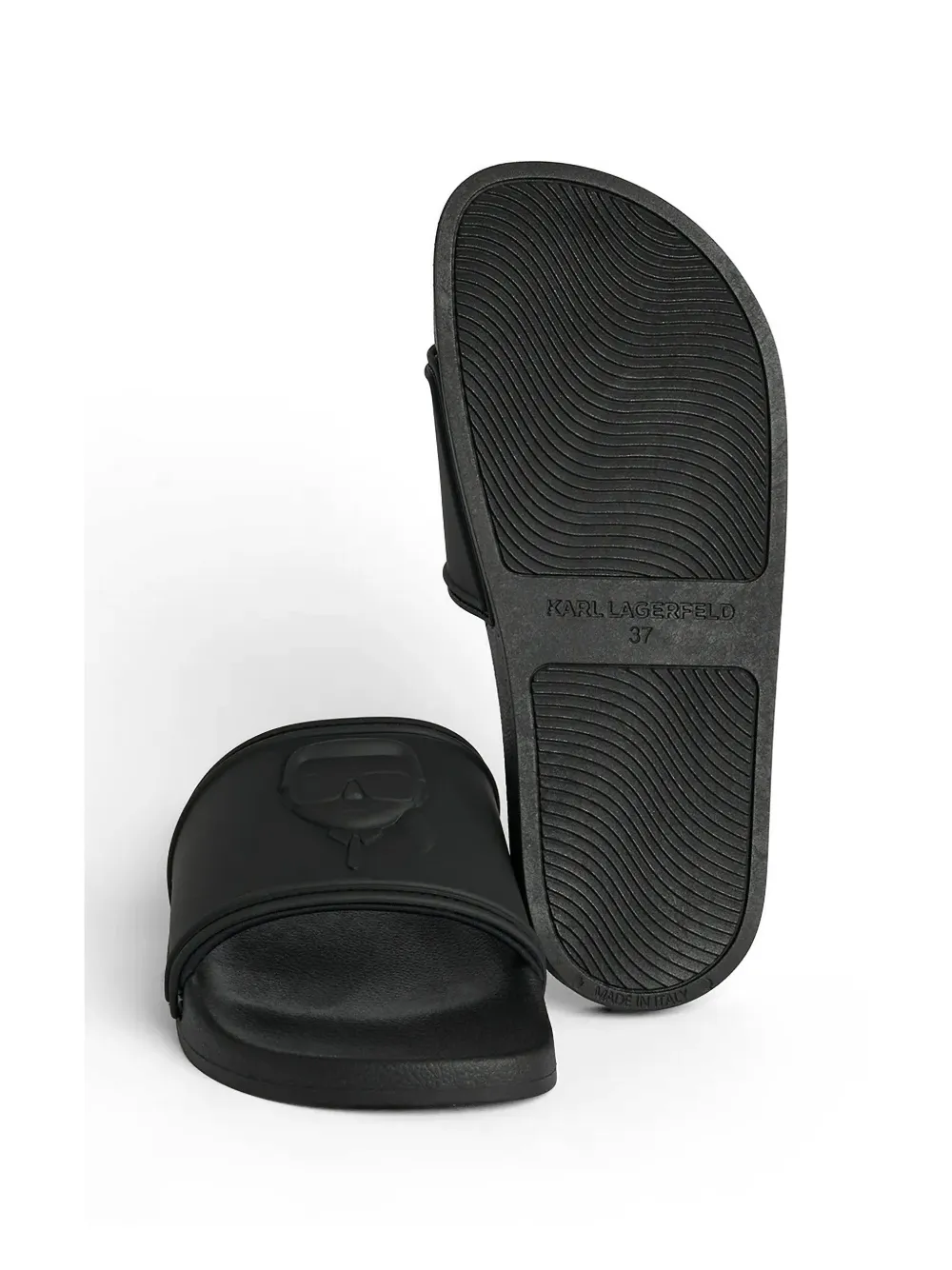 Karl Lagerfeld Kondo 2.0 embossed slides Zwart