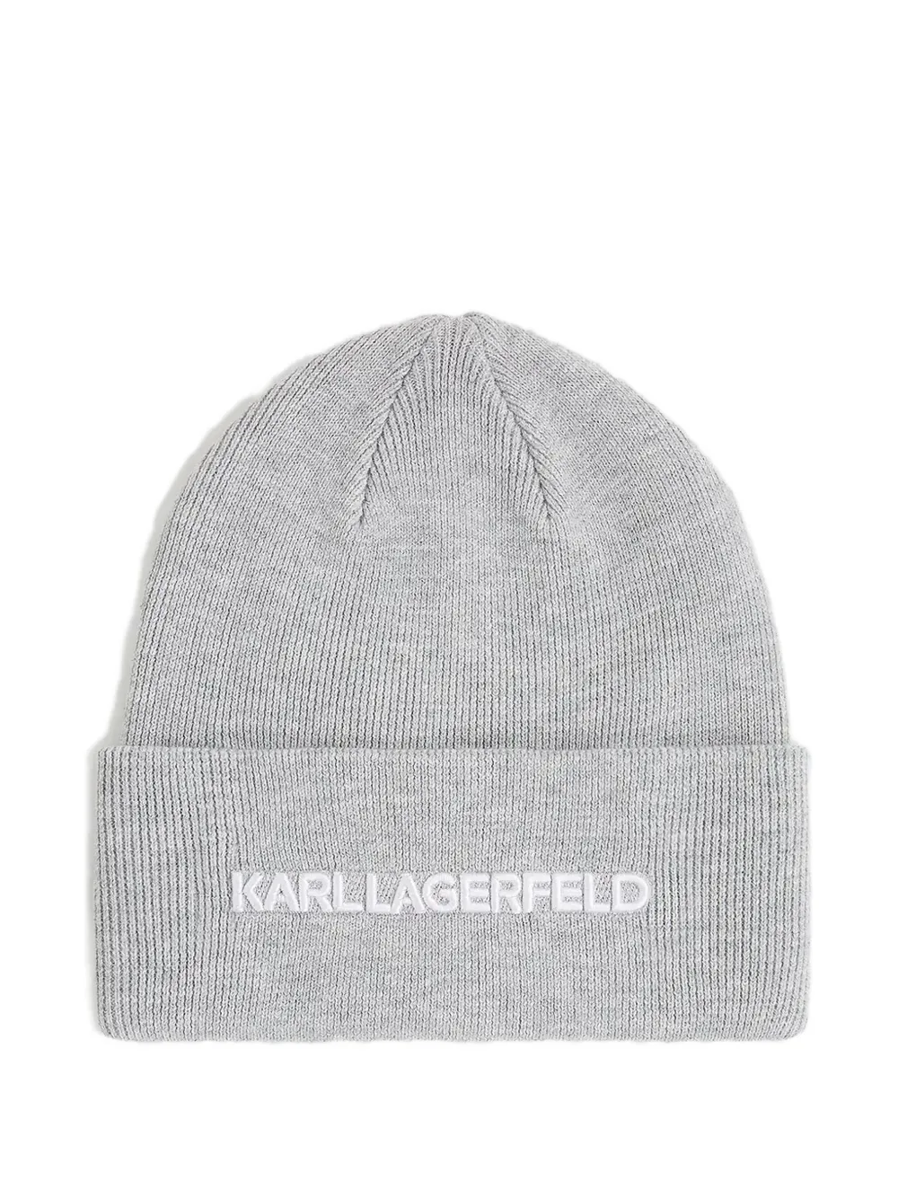 Karl Lagerfeld logo-embroidered ribbed beanie - Grigio